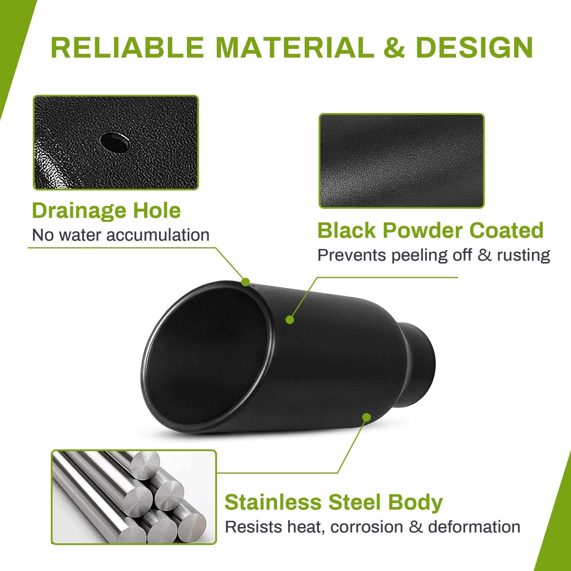 Autosaver88 4 Inch Inlet Exhaust Tip, 4'' Inlet 6'' Outlet 15'' Long Stainless Steel Exhaust Tail Tip For 4'' Outside Diameter T