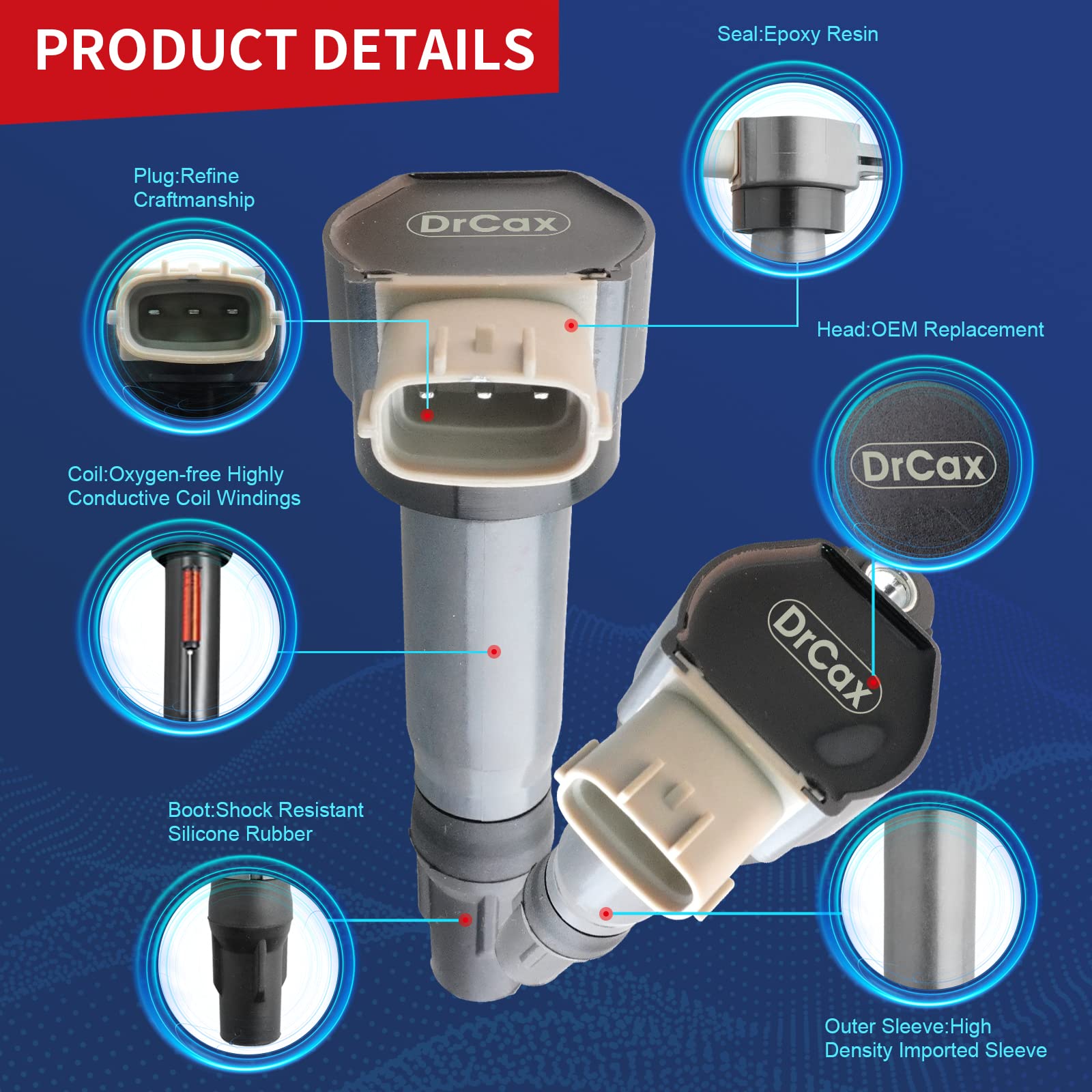 Drcax Oem Ignition Coil Uf681 Gn10674 Compatible With Smart Fortwo 2005-2015 Replaces Ica64178, Ica64270-1.0L L3 Electric - 1 Pa