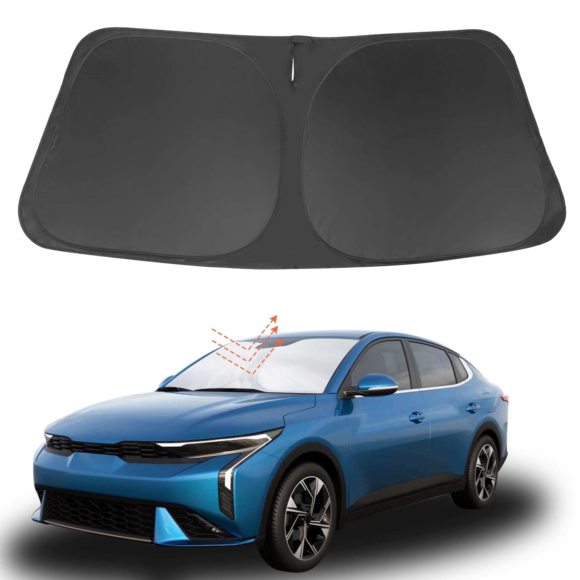 Yycke Windshield Sun Shade Accessories Compatible With 2019-2023 Forte For Kia Foldable Sunshade Sun Visor Blocks Uv
