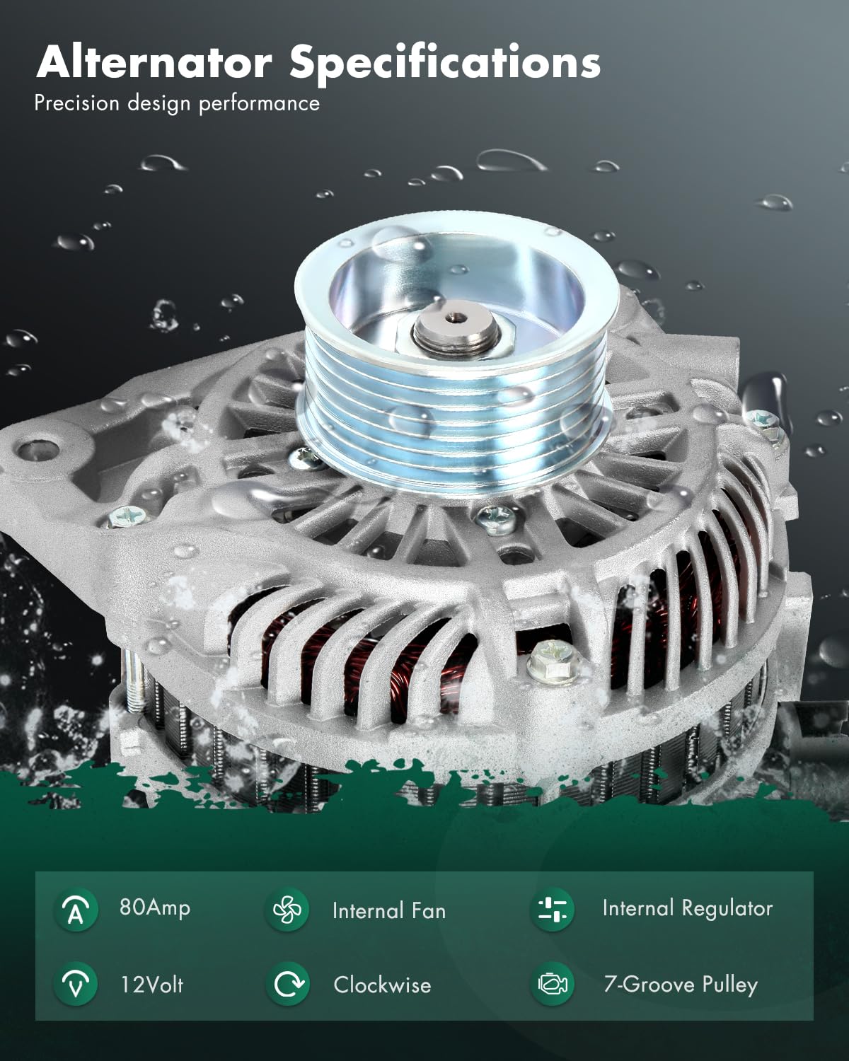 SCITOO Alternator Fit 11176 Fit for Honda for Civic L4 1.8L 2006-2008, for Honda for Civic 1.8L L4 (MFI) 2009-2010, for Honda fo