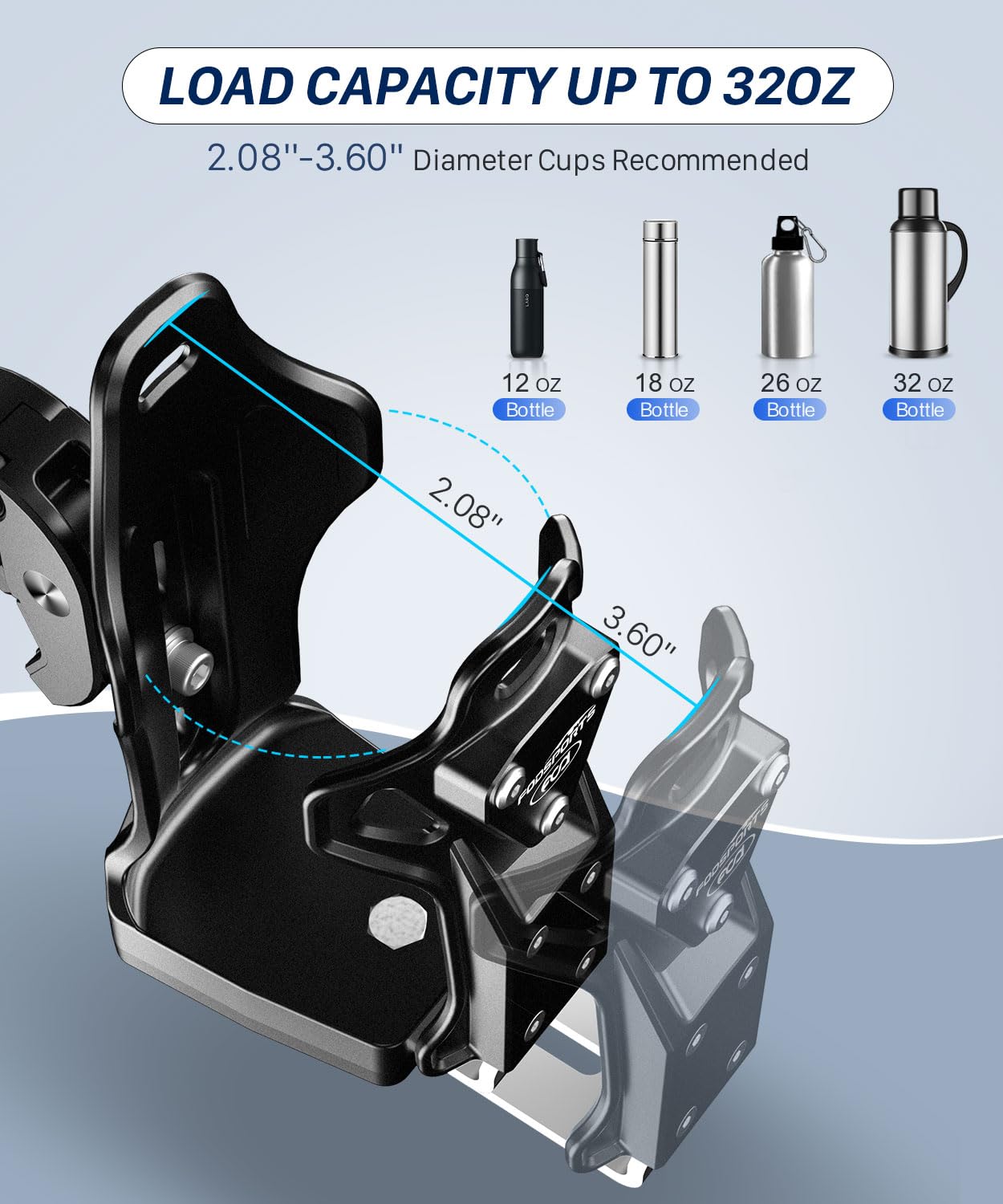 Fodsports Motorcycle Atv Cup Holder, Upgraded Motorcycle Drink Holder With 0.5-1.57'' Metal Clamp, Universal Water Bottle Holder