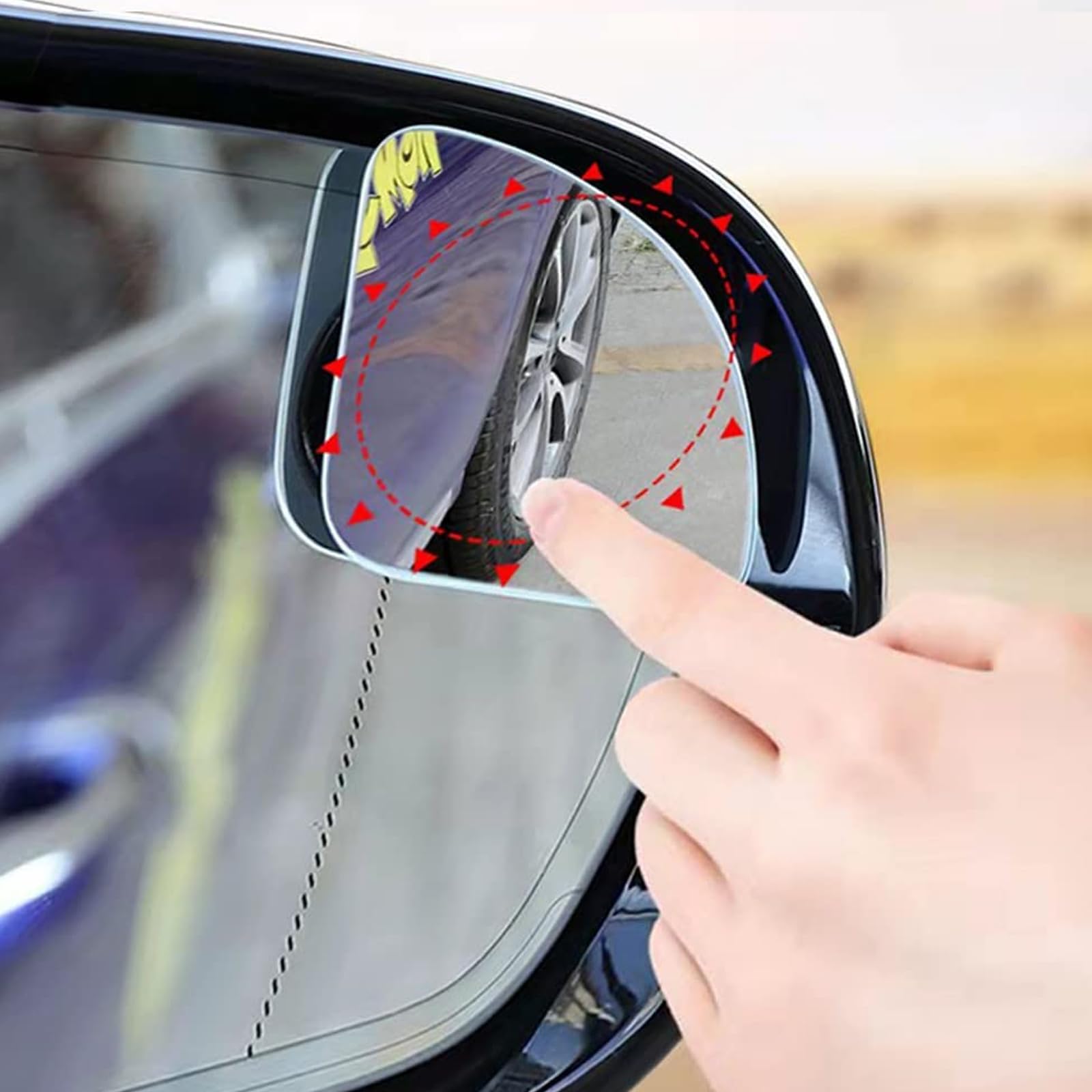 Zkfar Pack-2 Car Blind Spot Mirror, Hd Convex Glass Angle Adjustable For Side Rearview Mirrors, Fan Shaped Frameless Rotatable Wide Angle Blind Spot Mirror For Suv Truck Vehicles (Transparent)