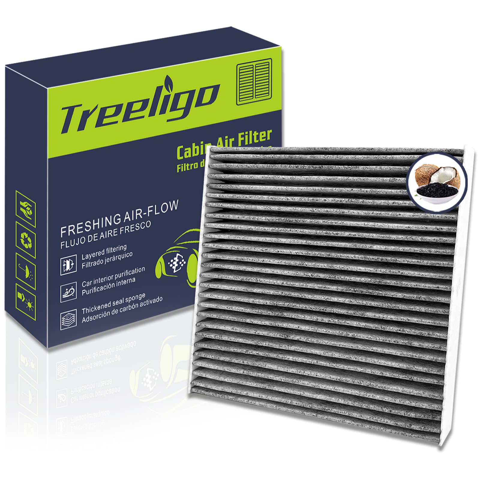 Treeligo Cf11671 Cabin Air Filter, Replacement For Mazda Cx7 Ram1500 2500 3500 4500 5500 1500 Classic W/Upgraded Coconut Shell A