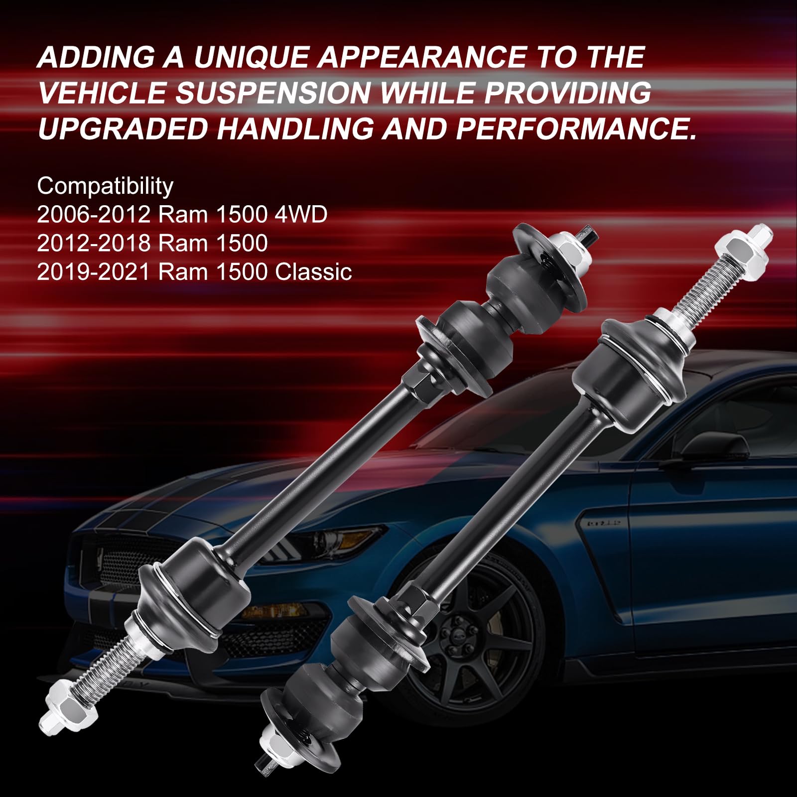 K80894 Front Sway Bar Link Kit Compatible With 2006-2012 Ram 1500 4Wd 2012-2018 Ram 1500 2019-2021 Ram 1500 Classic Front Stabilizer Bar End Links Suspension Kit