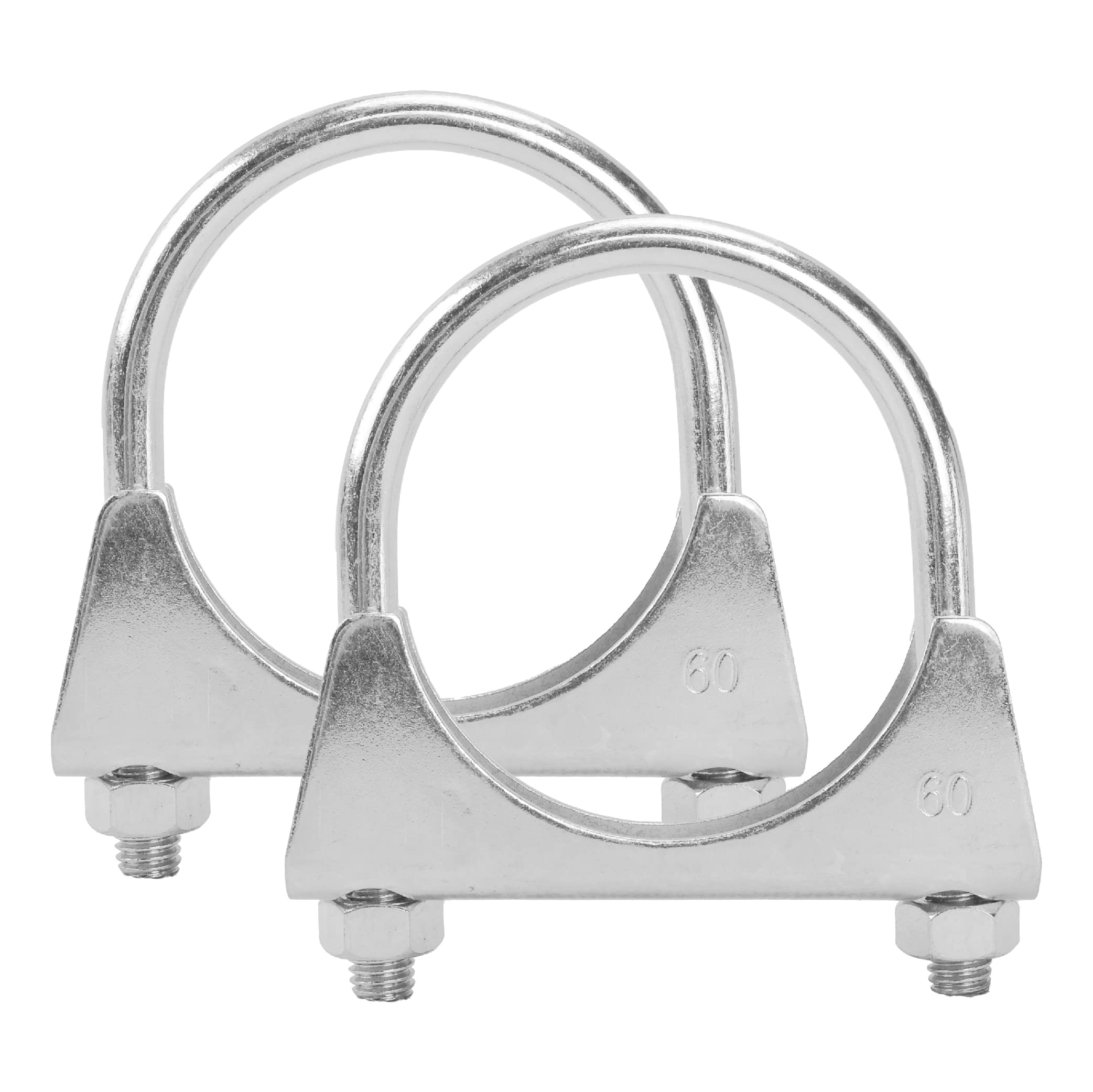 Batoneco 2.25'' U Bolt Clamp, Muffler Exhaust Clamps,2-1/4 Inch Saddle Style Heavy Duty Mild Steel(2-Pack)