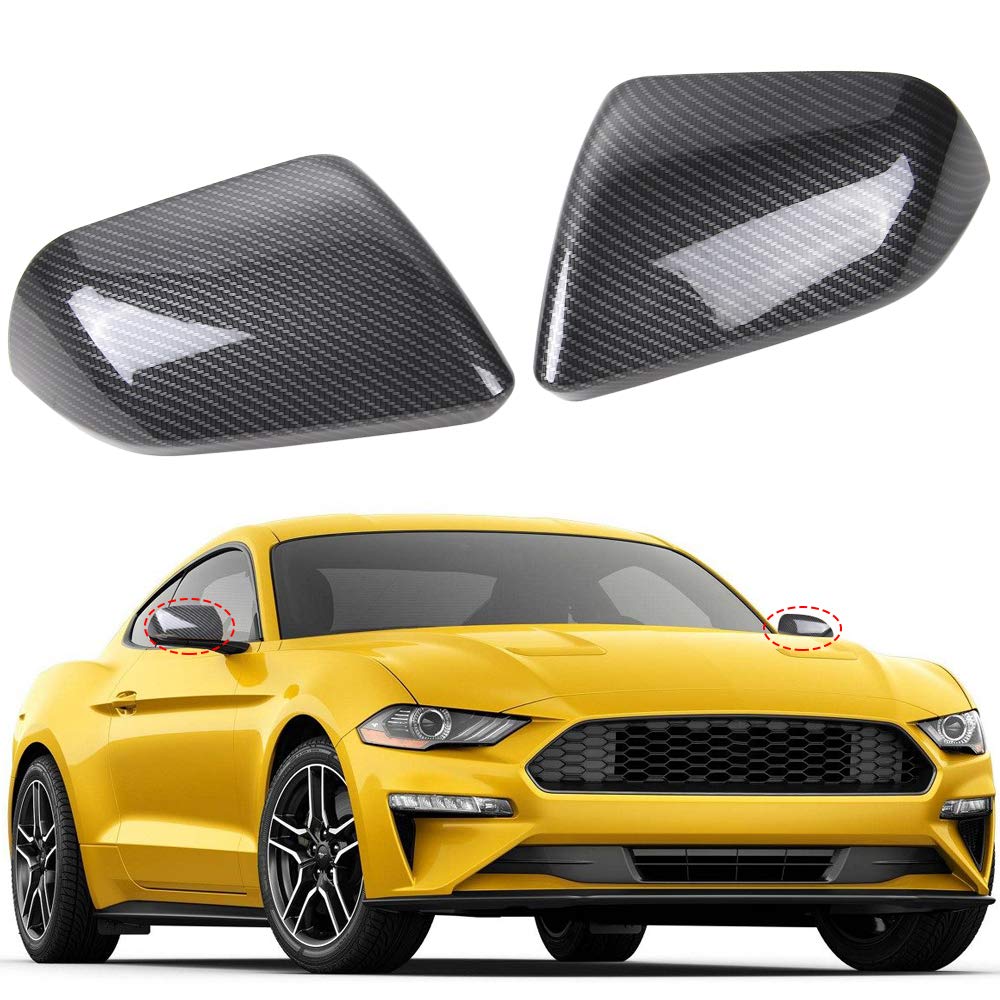 Jecar Mirror Cover Carbon Fiber Side Rear View Mirror Caps Trim For Ford Mustang 2015 2016 2017 2018 2019 2020 2021 2022 2023