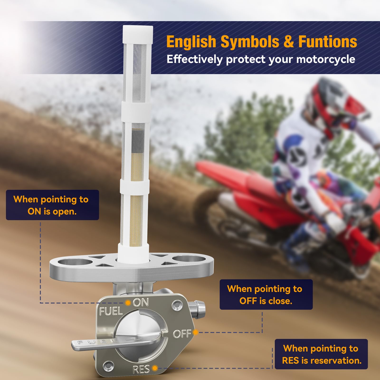 Fuel Valve Petcock Tank Switch Compatible With Honda Xr50 Xr70 Xr80 Xr100 R Crf50 Crf70 Crf80 Crf100 Crf150 Crf230 F 16950-Gel-7