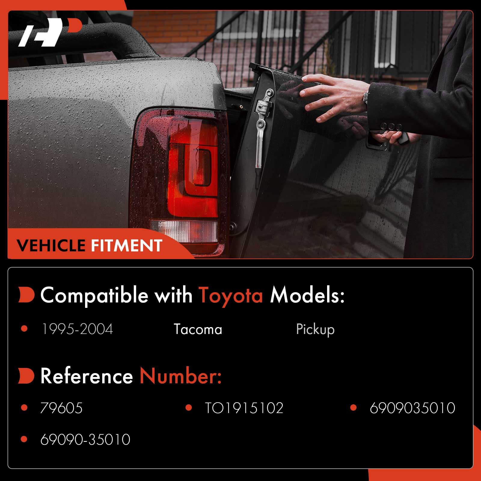 A-Premium - Textured Black Tailgate Handle Liftgate Latch Handle - Compatible with Toyota Tacoma 1995-2004 Pickup - Replace# TO1