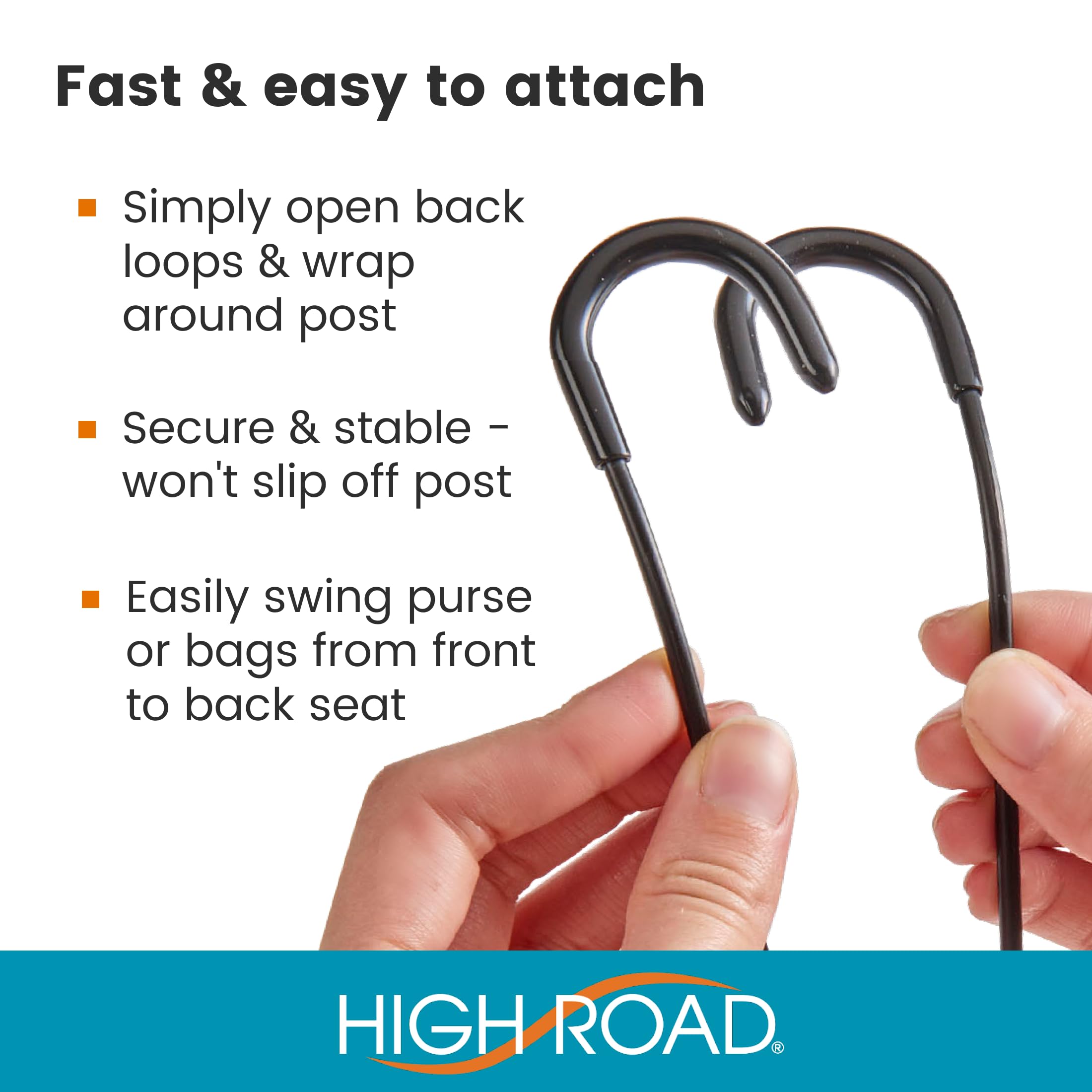 High Road Unbreakable Car Bag Hooks - Large Car Seat Hooks For Purse, Backpack, Coats, Hats And Heavy Bags Up To 40 Lbs - Secure