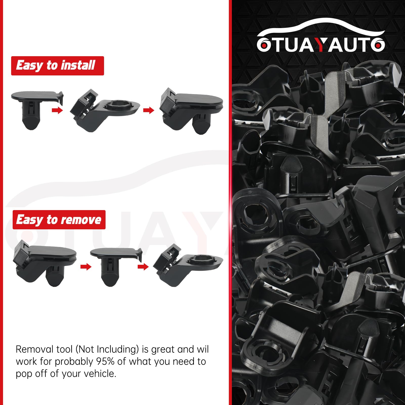OTUAYAUTO 10 Sets 20PCS Front Bumper Fender Liner Clips - Pin Fasteners Replacement for Toyota Camry Corolla Sienna Venza, Lexus