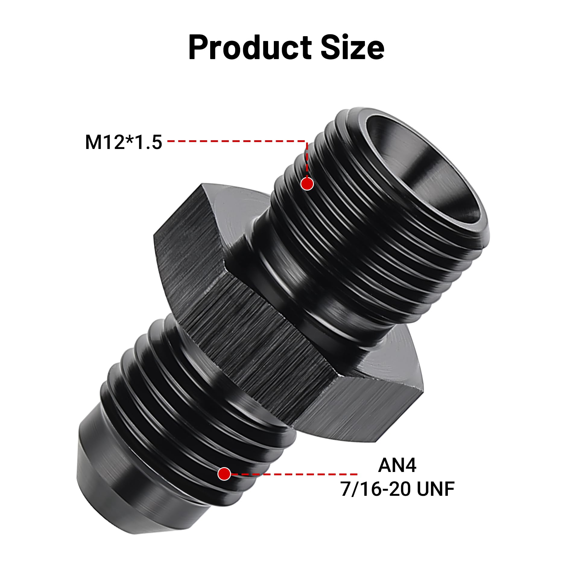 Evil Energy 4An Male Flare To M12 X 1.5Mm Male Metric Fitting Adapter Aluminium Alloy 2Pcs