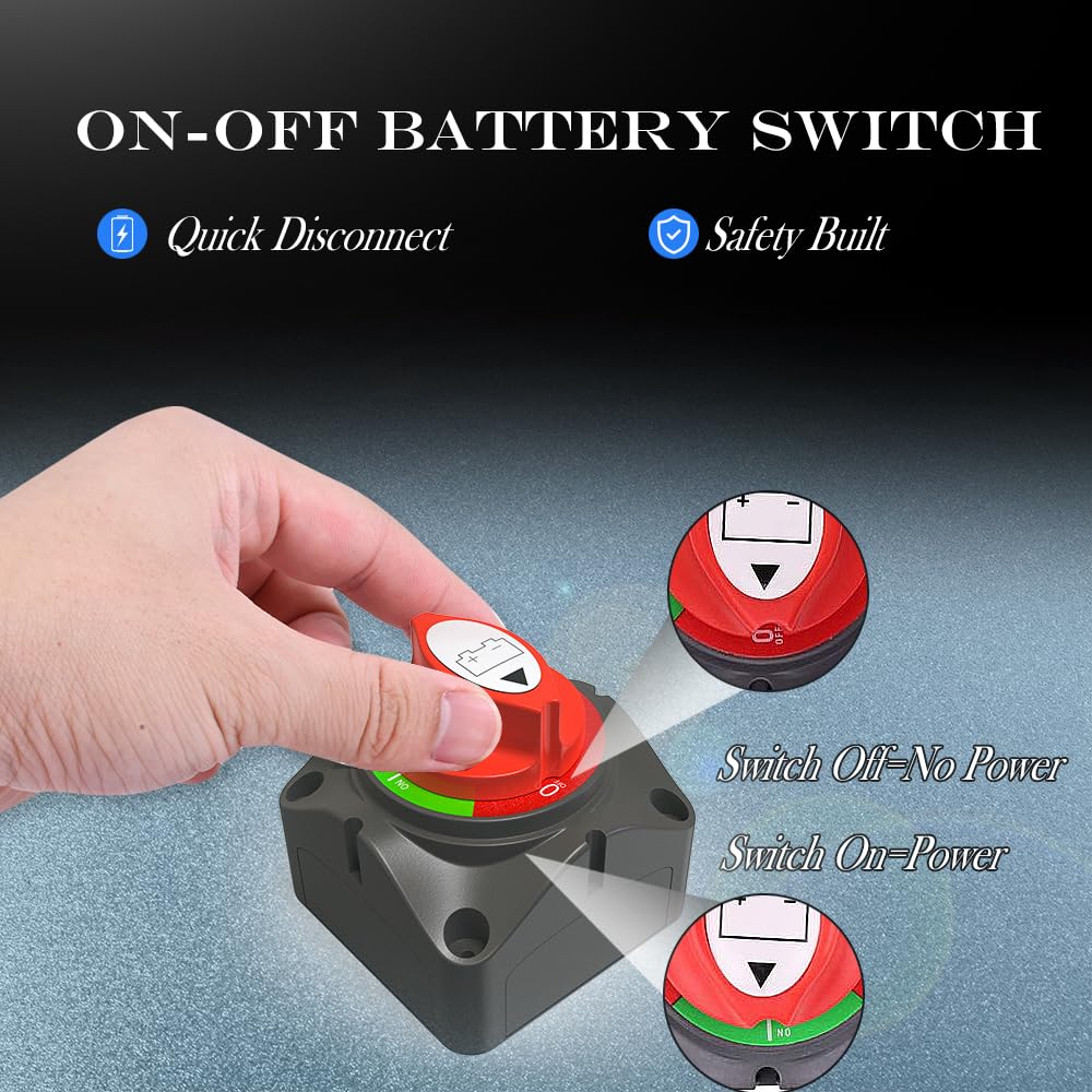 Battery Disconnect Switch 12V Master,12V-48V Battery Shut Off Switch 275Amps High Current For Car Marine Boat Rv Vehicles(On/Off)