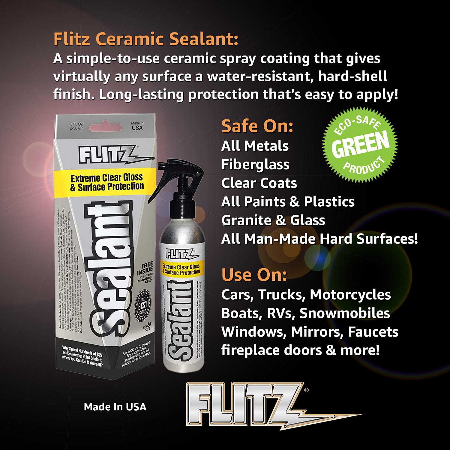 Flitz Ceramic Spray Sealant And Paint Protectant: Shine, Protect And Seal Clear Coat - Plastic, 1 Application Lasts Up To 12 Mon
