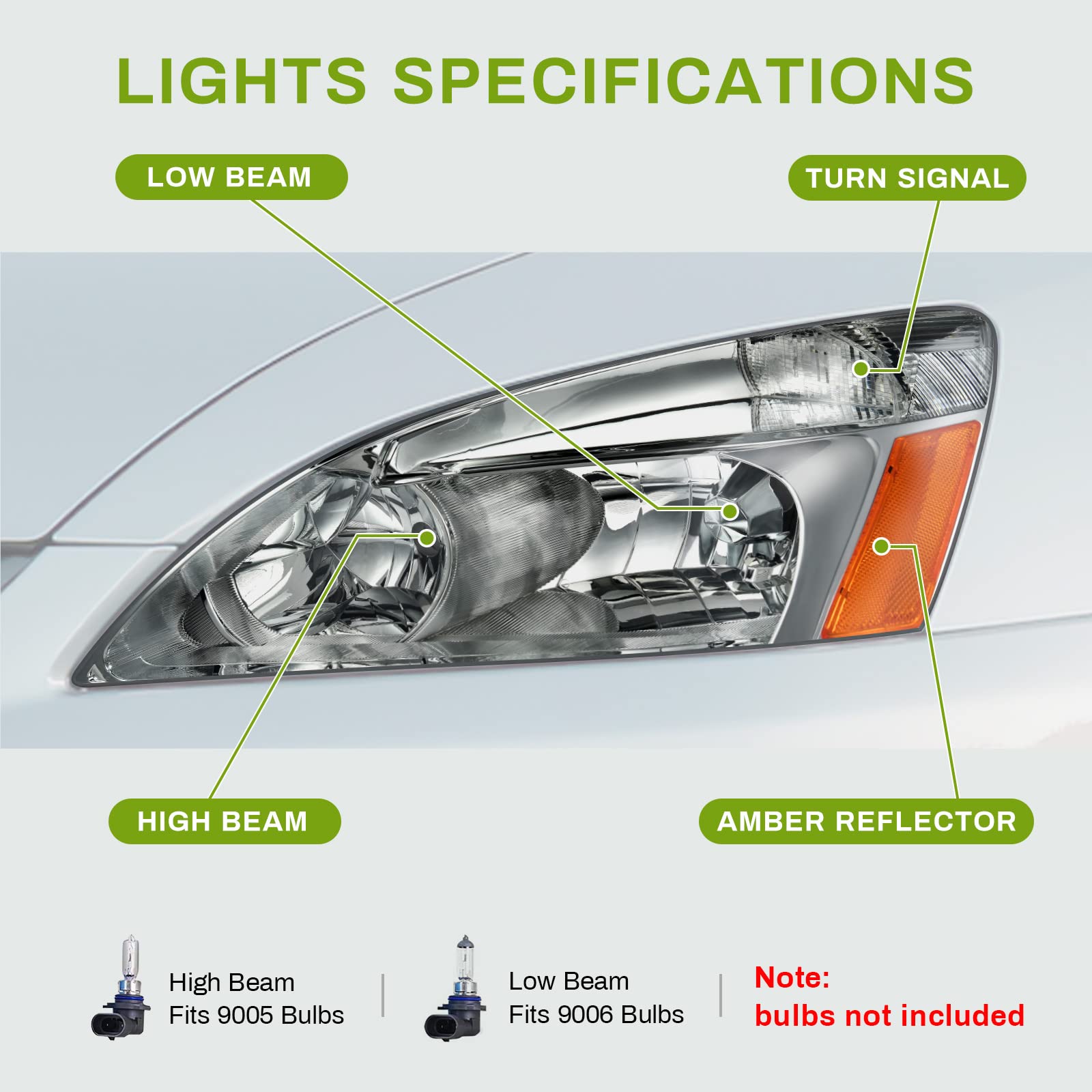 Autosaver88 Headlights Assembly Compatible With 2003-2007 Honda Accord Coupe Sedan Replacement Chrome Housing Smoke Lens Amber R