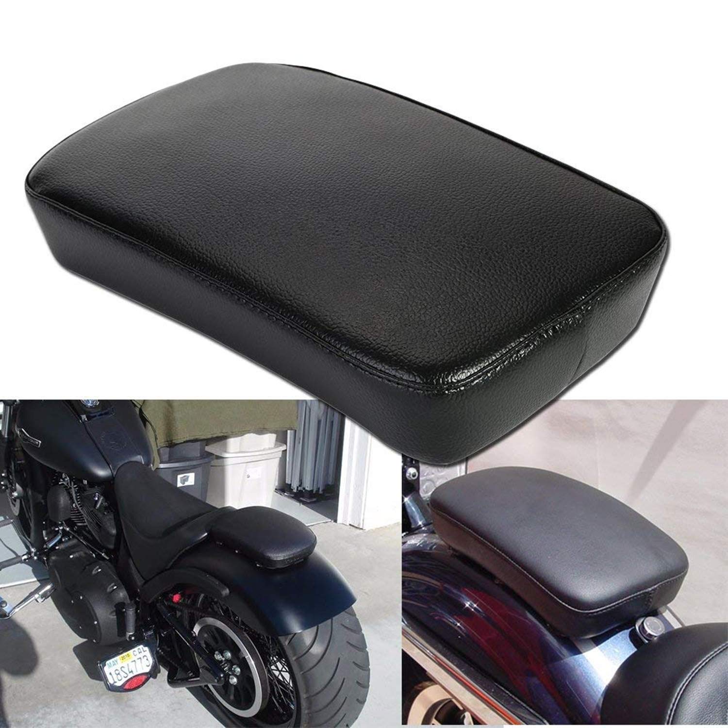 Osan Leather Pillion Pad 6 Suction Cup Rear Passenger Seat For Harley Custom Bikes