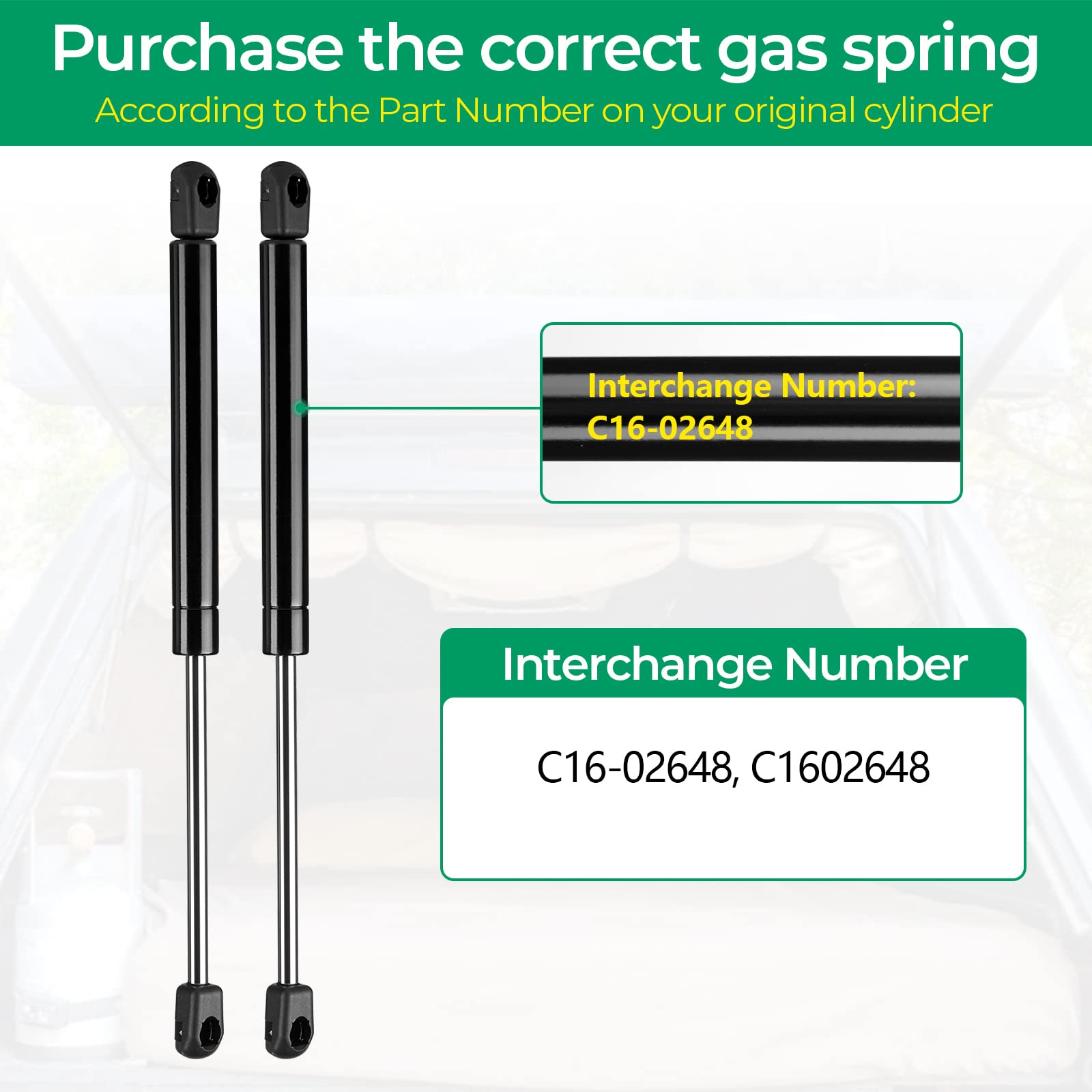 C16-02648 C1602648 17 Inch 35Lb/156N Gas Struts Shock Spring Lift Support For Leer Camper Shell Topper Door Truck Cap Toolbox Ca