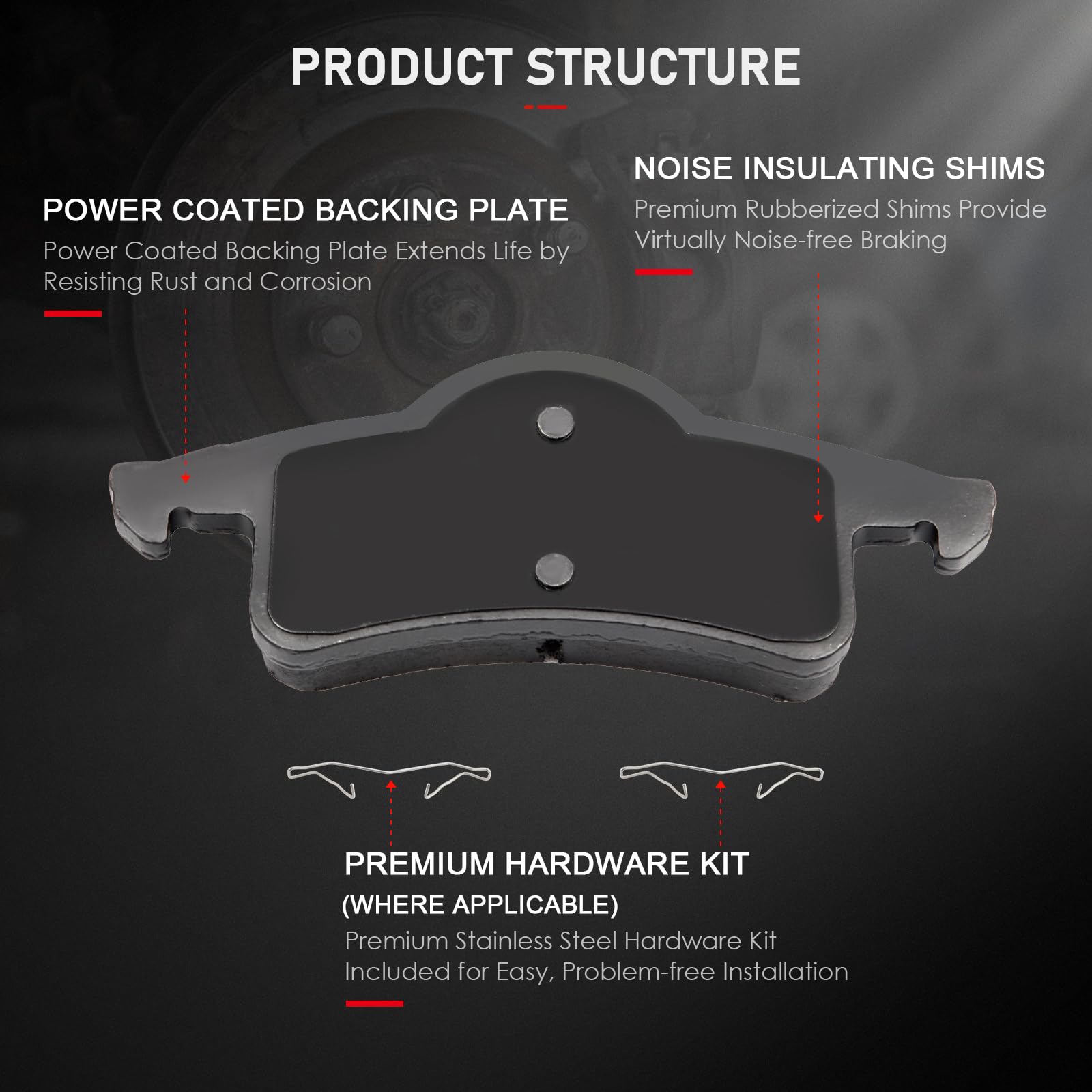 Cciyu D791 Ceramic Rear Brake Pad Set Fit For 1999-2004 For Jeep Grand For Cherokee