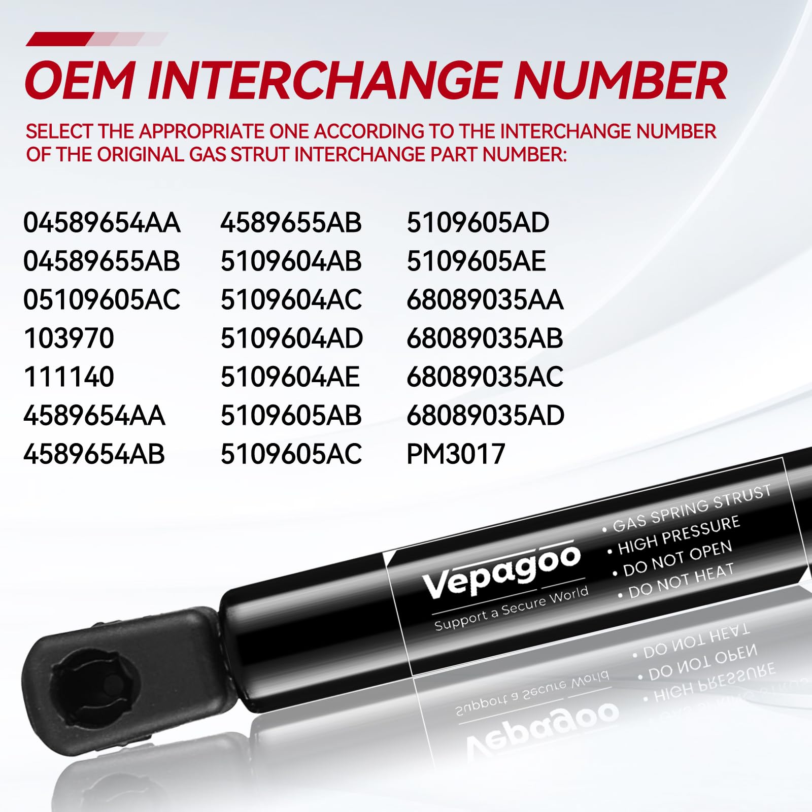 Vepagoo Pm3017 Rear Hatch Lift Gate Struts For 2008-2020 Chrysler Town & Country, Dodge Grand Caravan, Ram C/V, Gas Shocks Hatch