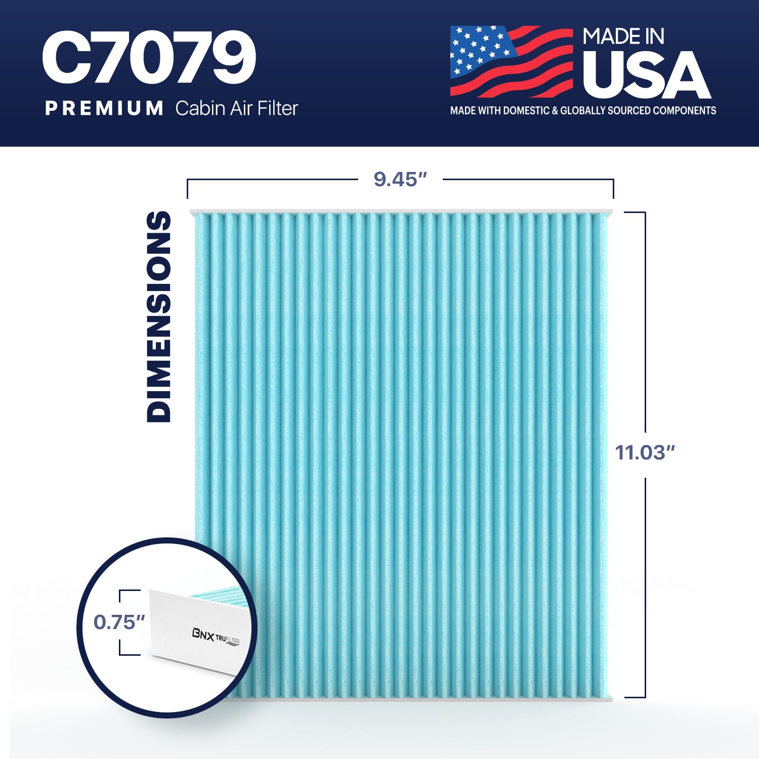 Bnx Trufilter C7079 Cabin Air Filter, Hepa 99.97%, Compatible With Nissan Altima, Maxima, Murano, Pathfinder; Infiniti Jx35, Q60