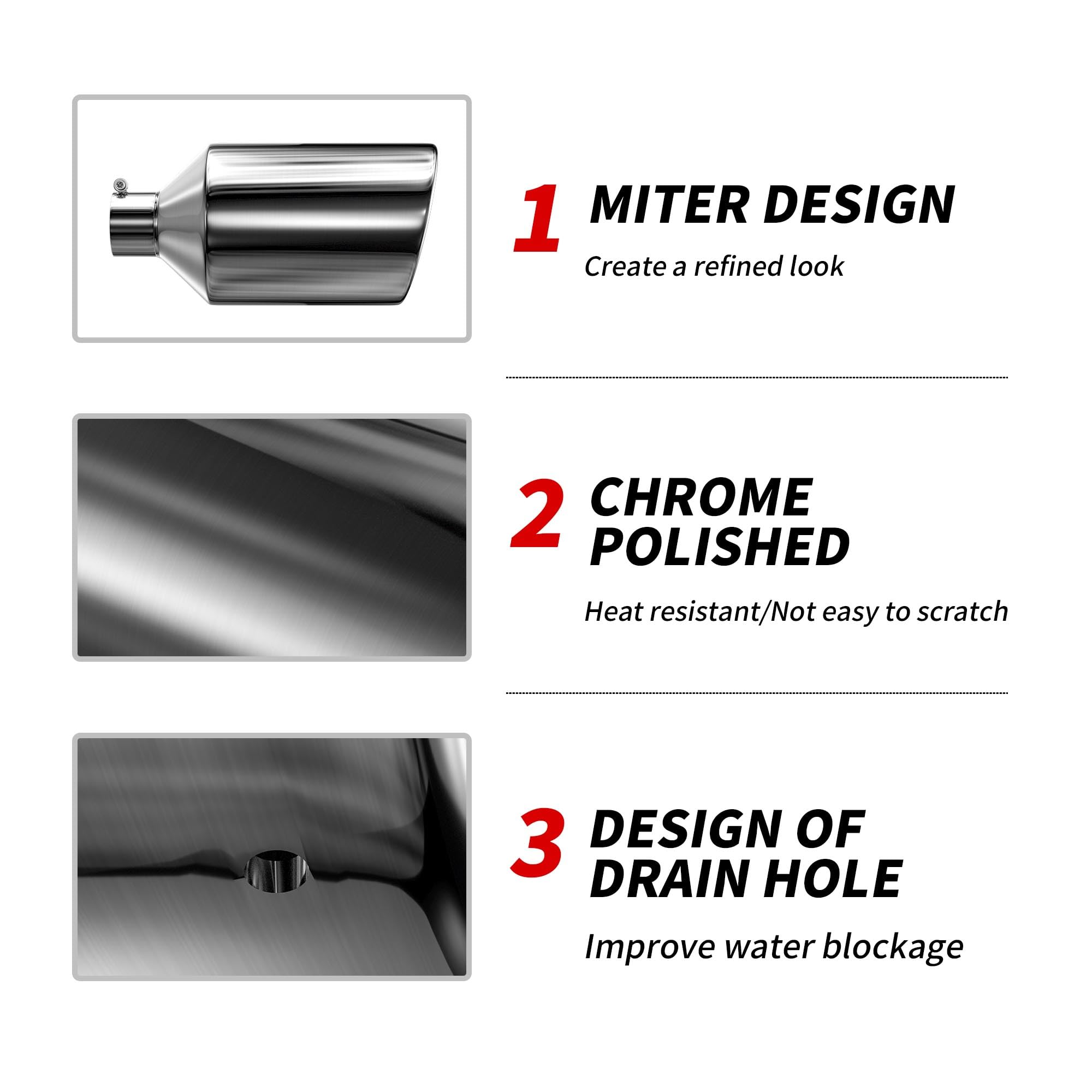 Richeer 4 to 10 inch Exhaust Tip,4'' Inlet 10    Outlet 18    Overall Length Stainless Steel Exhaust Tip Surface Polished Finish