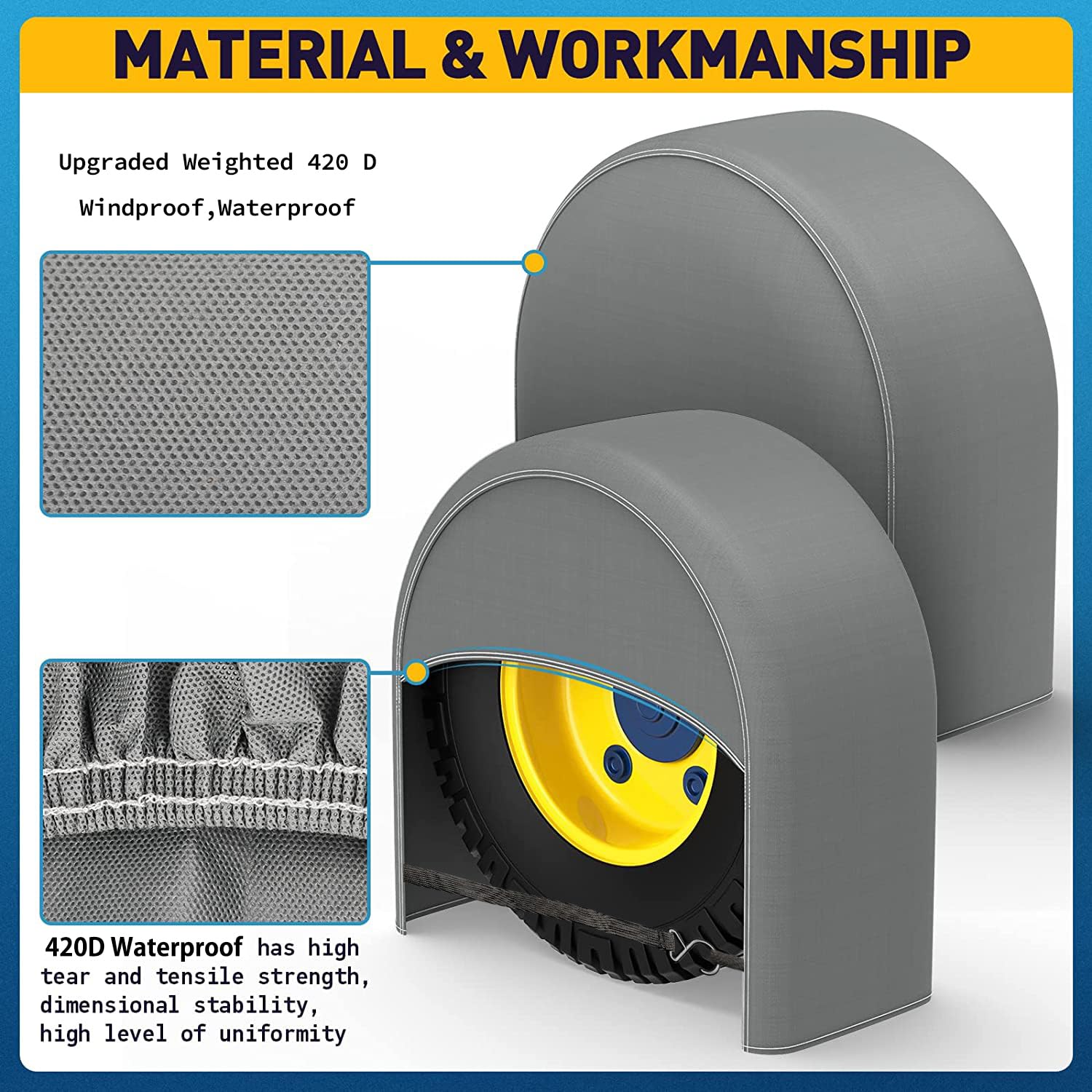 K-Musculo RV Tire Covers 2-Pack, Waterproof Wheel Covers for RV Wheel Travel Trailer Camper Truck SUV, Fit 33-35 Inch Tire Diame