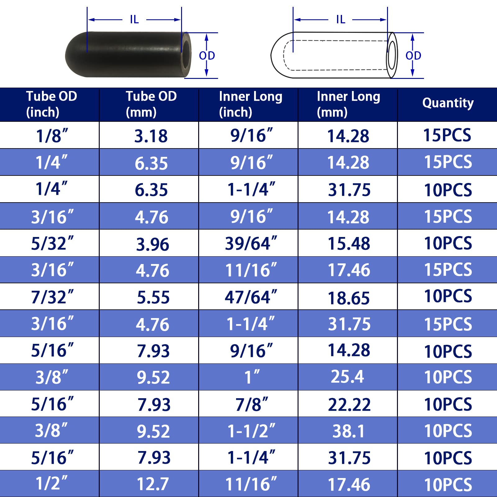 Vacuum Caps Rubber Plug Kit, 165 Pcs 14 Size Assorted Vacuum Plugs Hose End Caps Assortment Kit For Carburetor, Manifold, Automotive 3/16'' 5/16' 7/32' 1/4' 5/32'' 3/8'' 1/8'' 1/2'