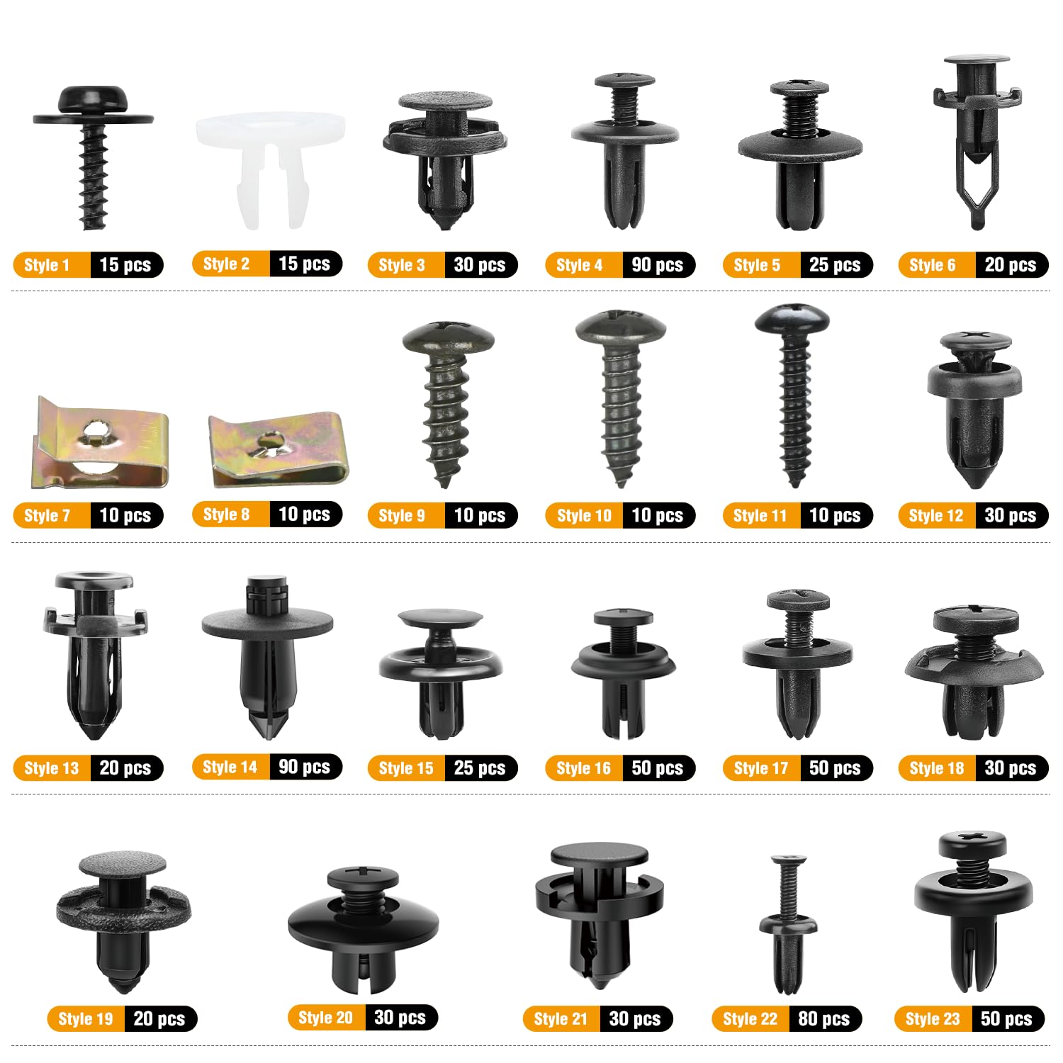 Gooacc 795Pcs Car Push Retainer Clips & Auto Fasteners Assortment 23 Most Popular Sizes Nylon Bumper Fender Rivets Metal Screw P