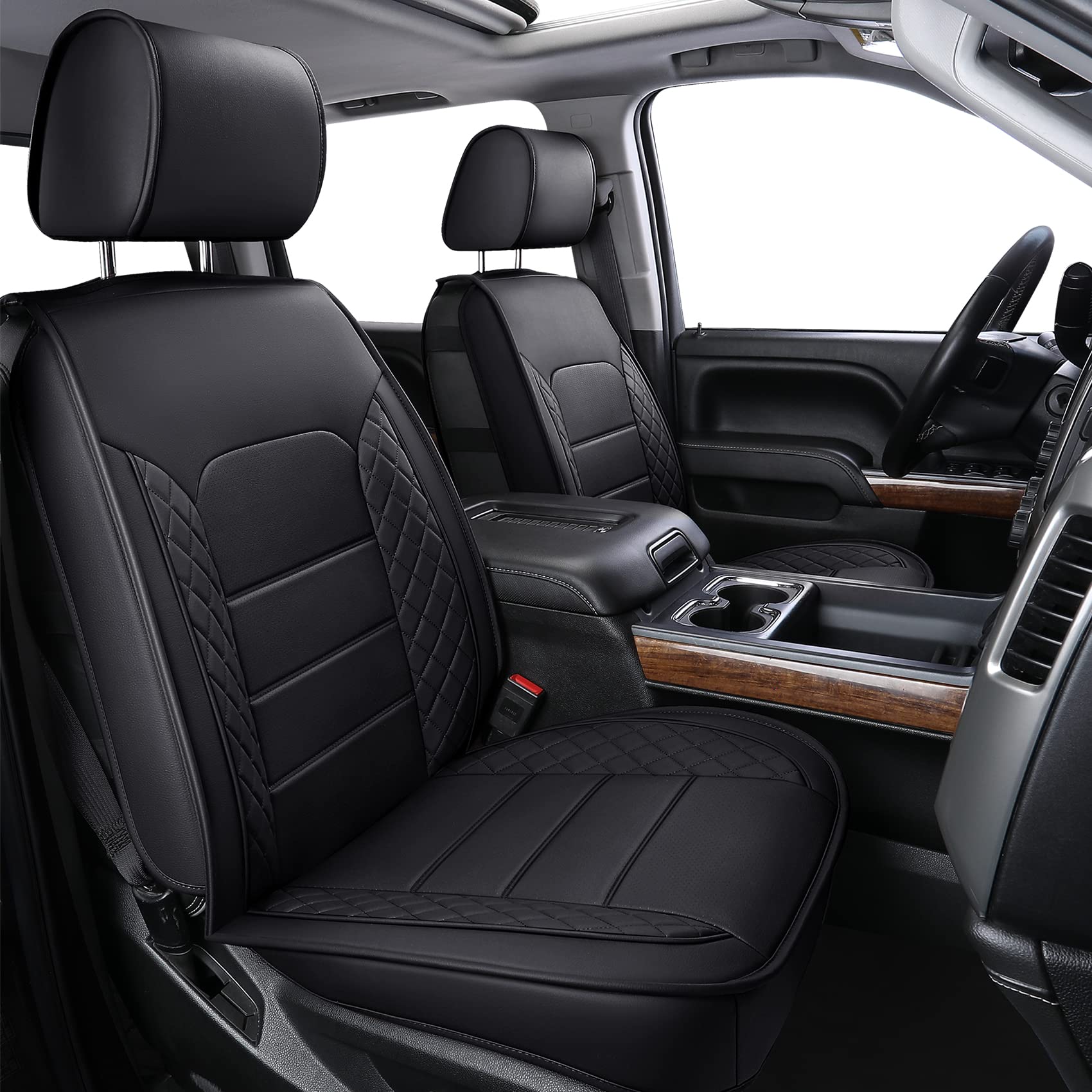 Luckyman Club Chevy Silverado/Sierra Seat Covers Full Set X04-S3, Fit 2014-2018 1500/2015-2019 2500 Hd/3500 Hd Crew Cab With Wat