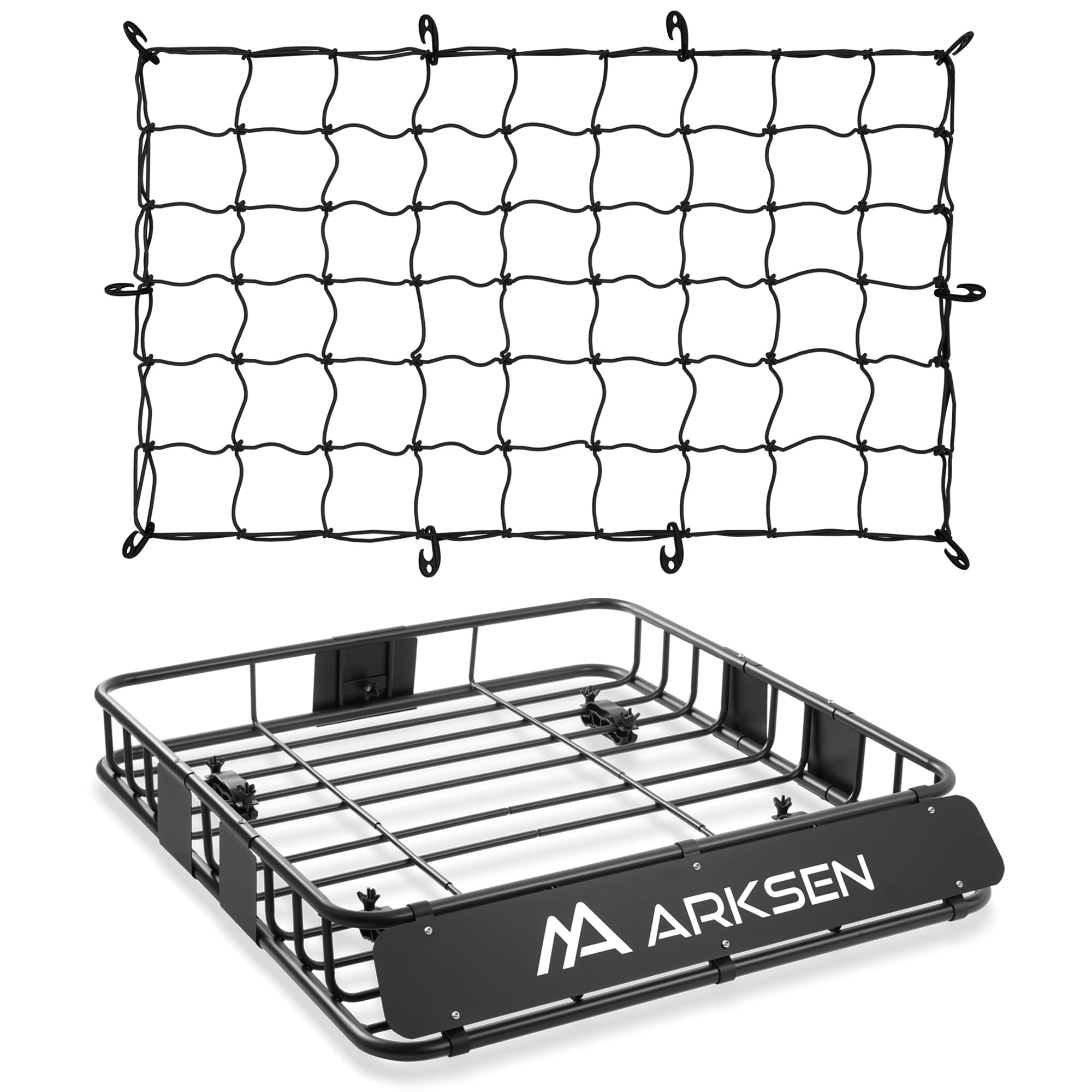 Arksen 43 X 39 X 6 Inch Universal 250Lb Heavy Duty Roof Rack Cargo With Cargo Net, Car Top Luggage Holder Carrier Basket With Ex