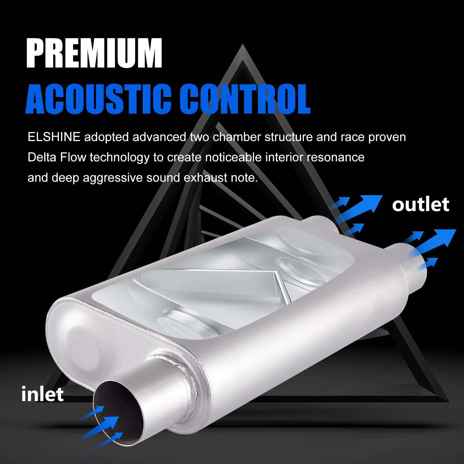 Universal Exhaust Muffler With Aggressive Sound, Anti-Corrosive Muffler, Chamber Performance Mufflers For Cars, Trucks(2.5'' Off