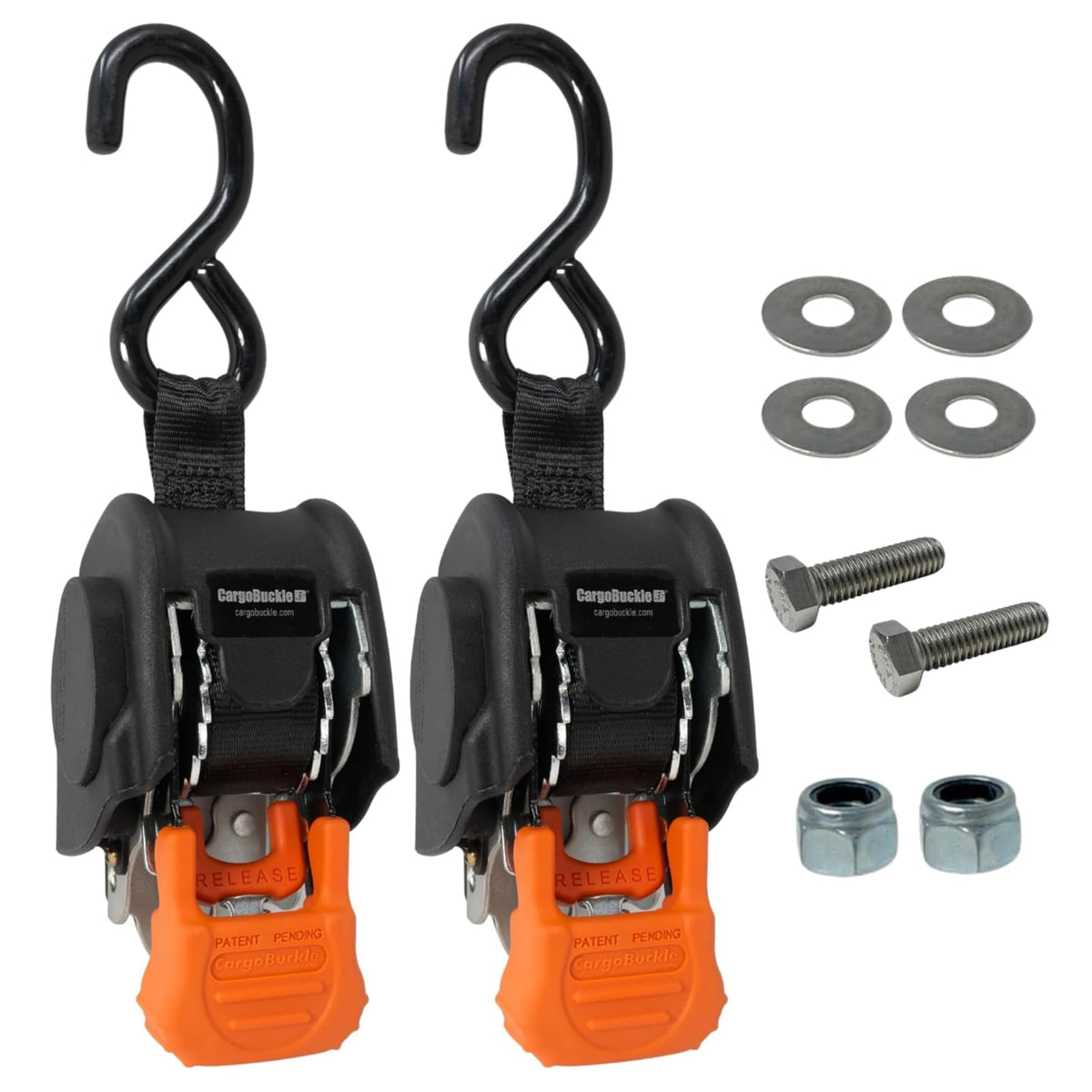 Cargobuckle Mini G3 Retractable Ratchet Straps, 1400 Lbs Break Strength, 1-Inch Width X 6 Ft Reach, Self Retracting Ratchet Stra