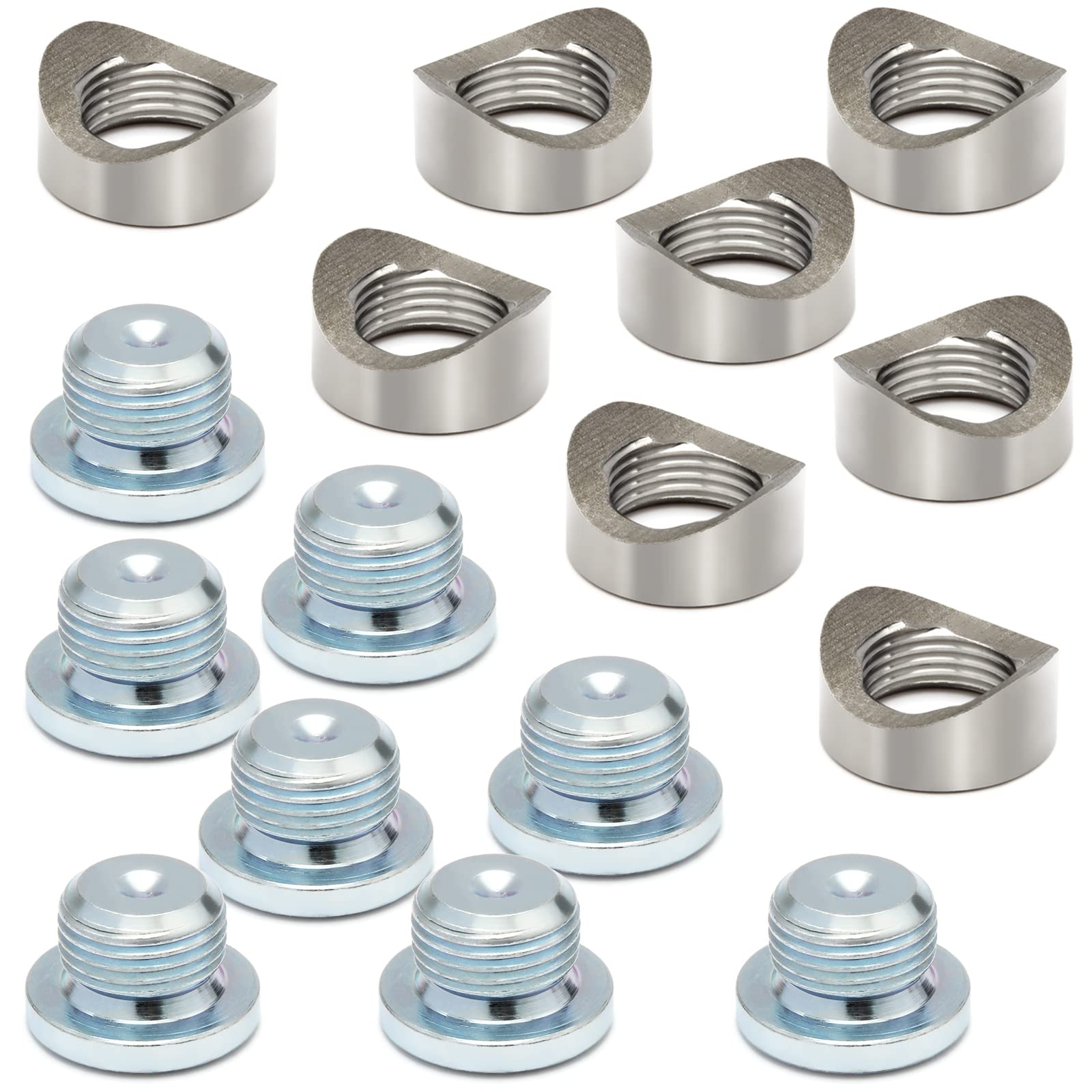 Ledaut M18X1.5 Bung And Plug Notched Style(8 Bungs/8 Plugs) Stepped Weld Bung M18X1.5