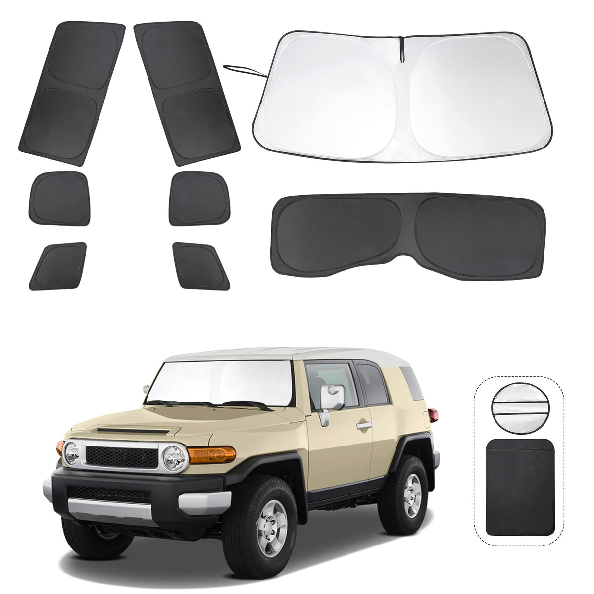 Tinglu Window Shades For Toyota Fj Cruiser Sport Utility 2007-2014 Accessories Car Side Full Windows Rear Triangular Windshield