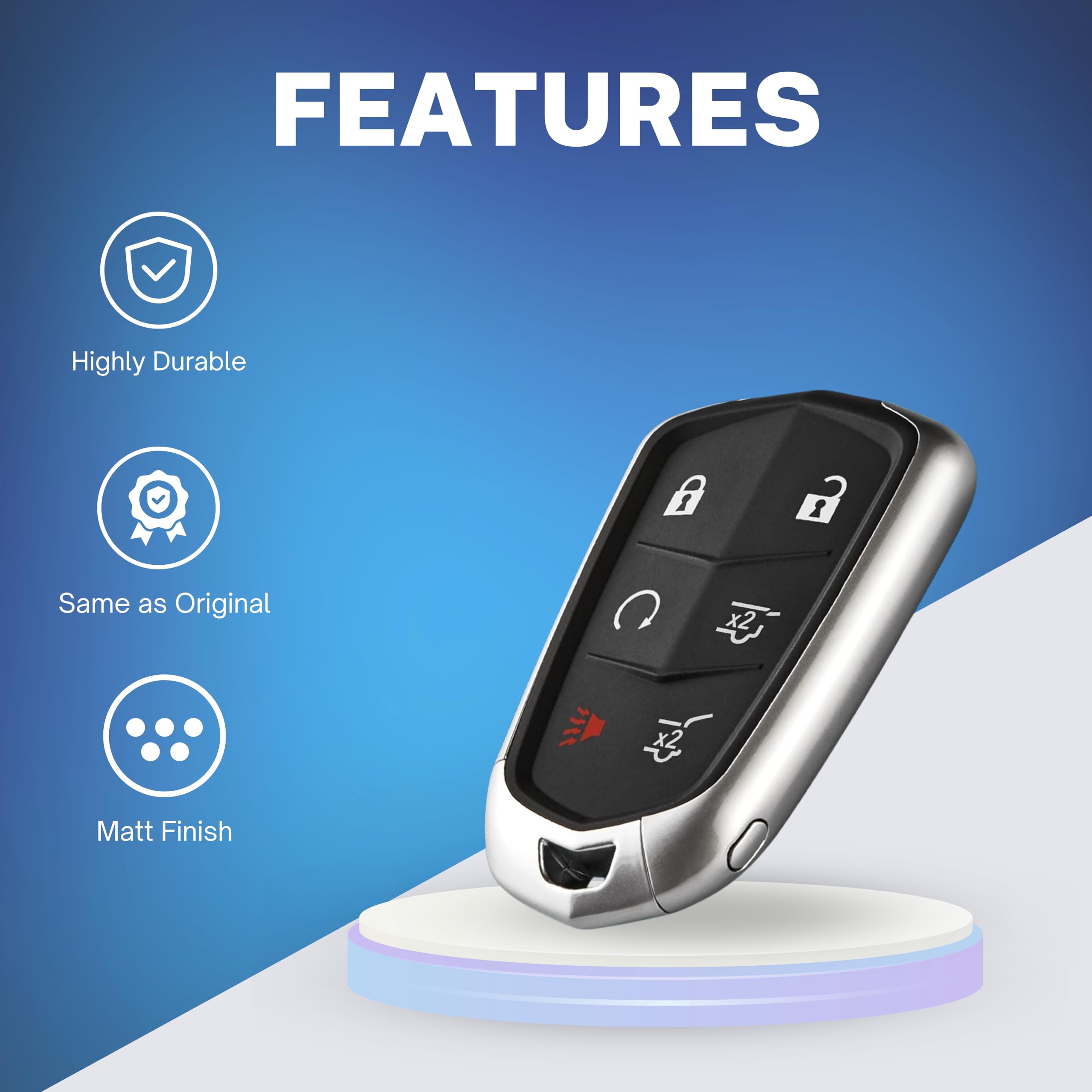 Key Fob Shell Case Replacement Fits For Cadillac Escalade Esv 2015 2016 2017 2018 2019 2020 Keyless Entry Remote Control 6 Butto