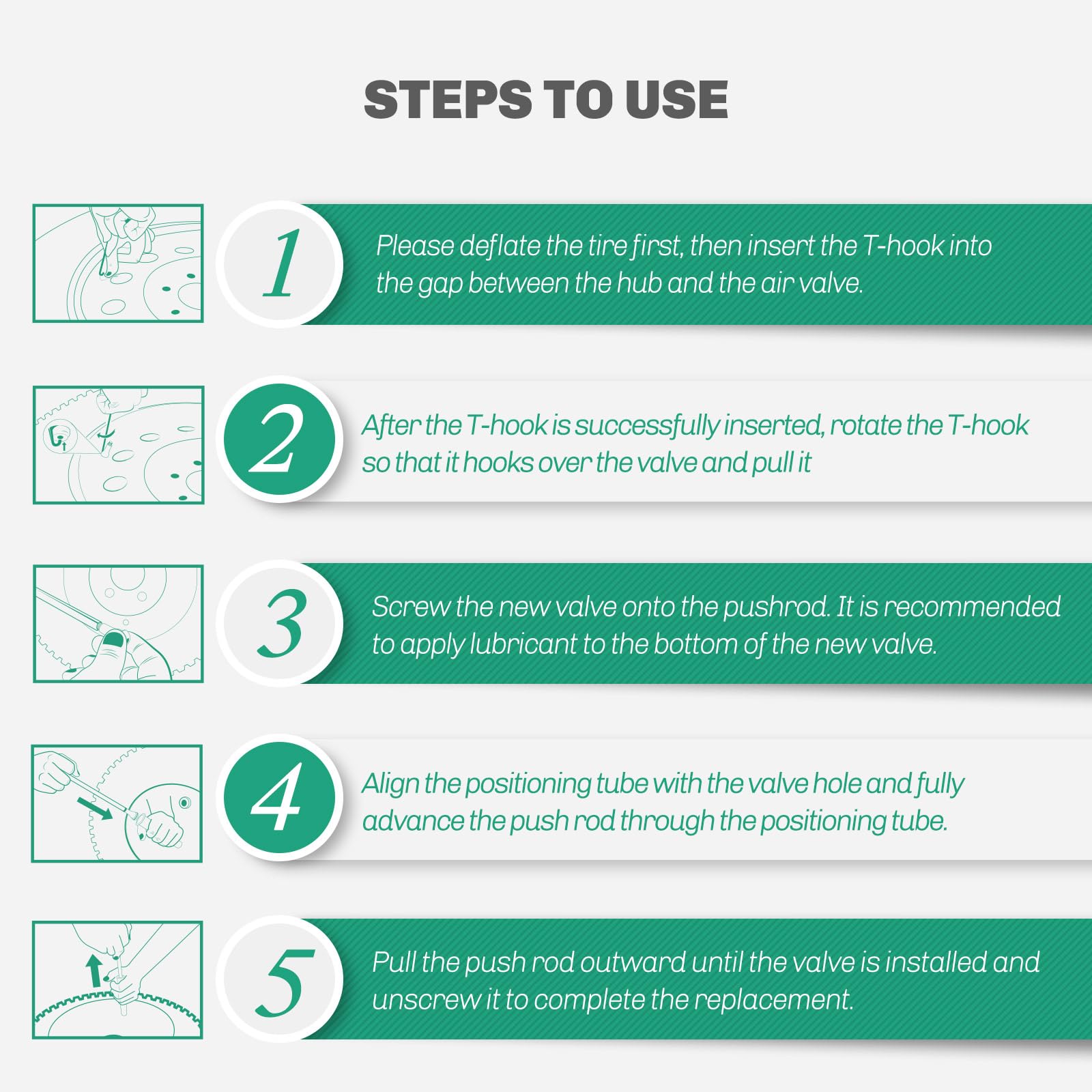 Prozwee Tire Valve Stem Core Quickly Replacement Tool Kit,with Stem Removal Tool Set,Perfect Tool for Replacing Leaky Valves in