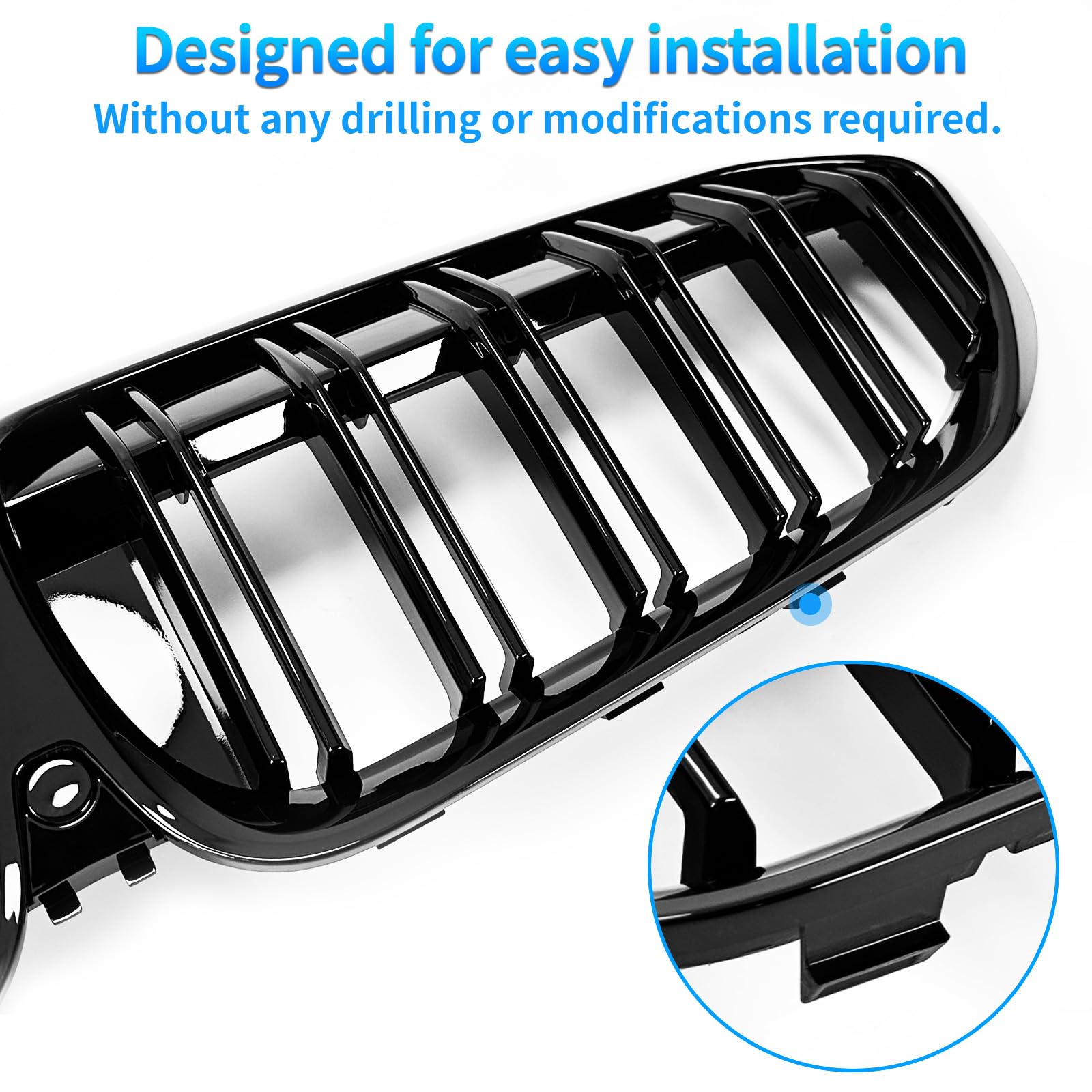 Zealhot G20 Grill Gloss Black Front Kidney Grille For Bmw 2019-2022 3 Series G20 316I 318I 320I 328I 330I 335I 340I (Gloss Black