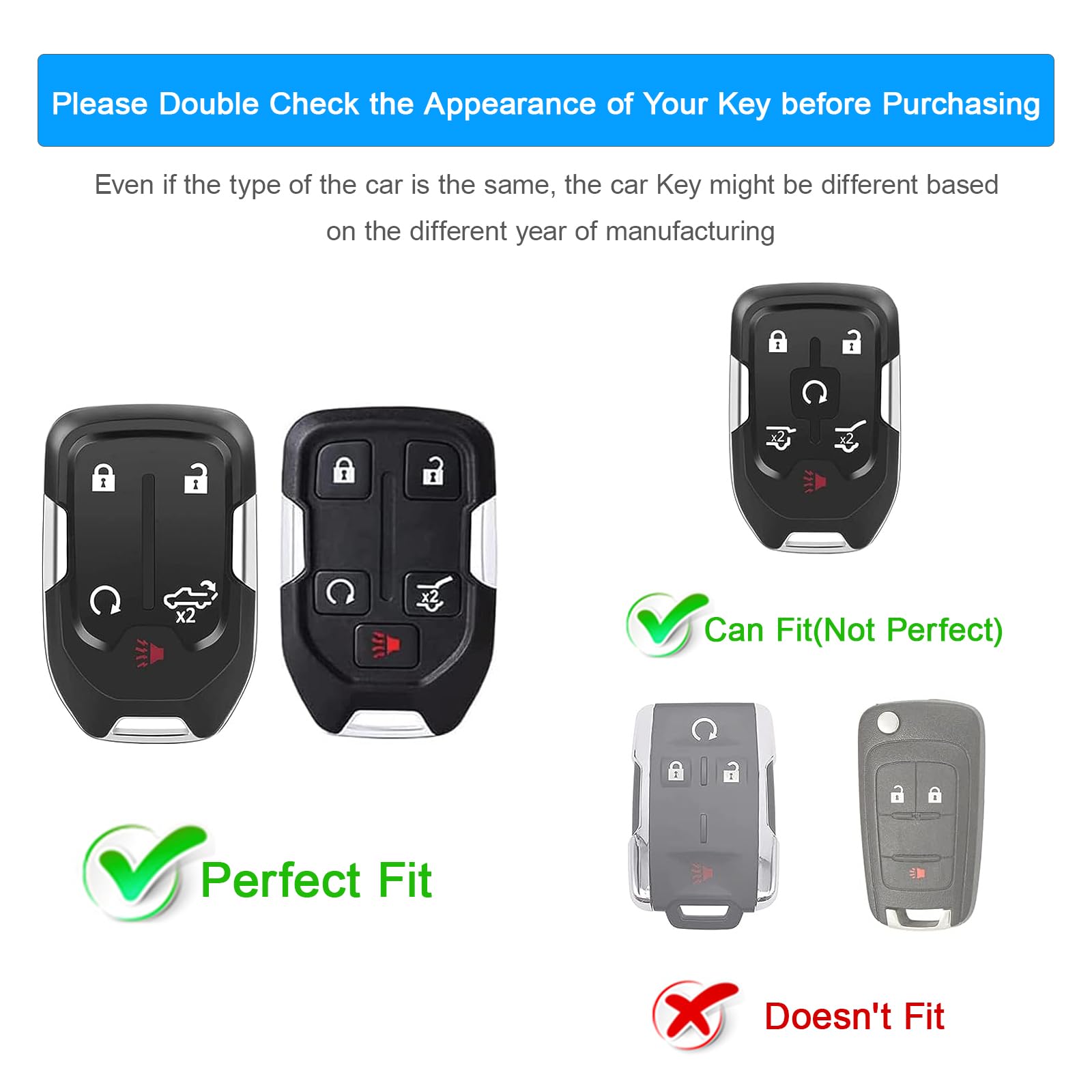 Koaudb Silicone Key Fob Cover Compatible With Chevy Gmc 5 Buttons 2023 2022-2019 Chevy Silverado Tahoe Suburban Gmc Sierra Acadi