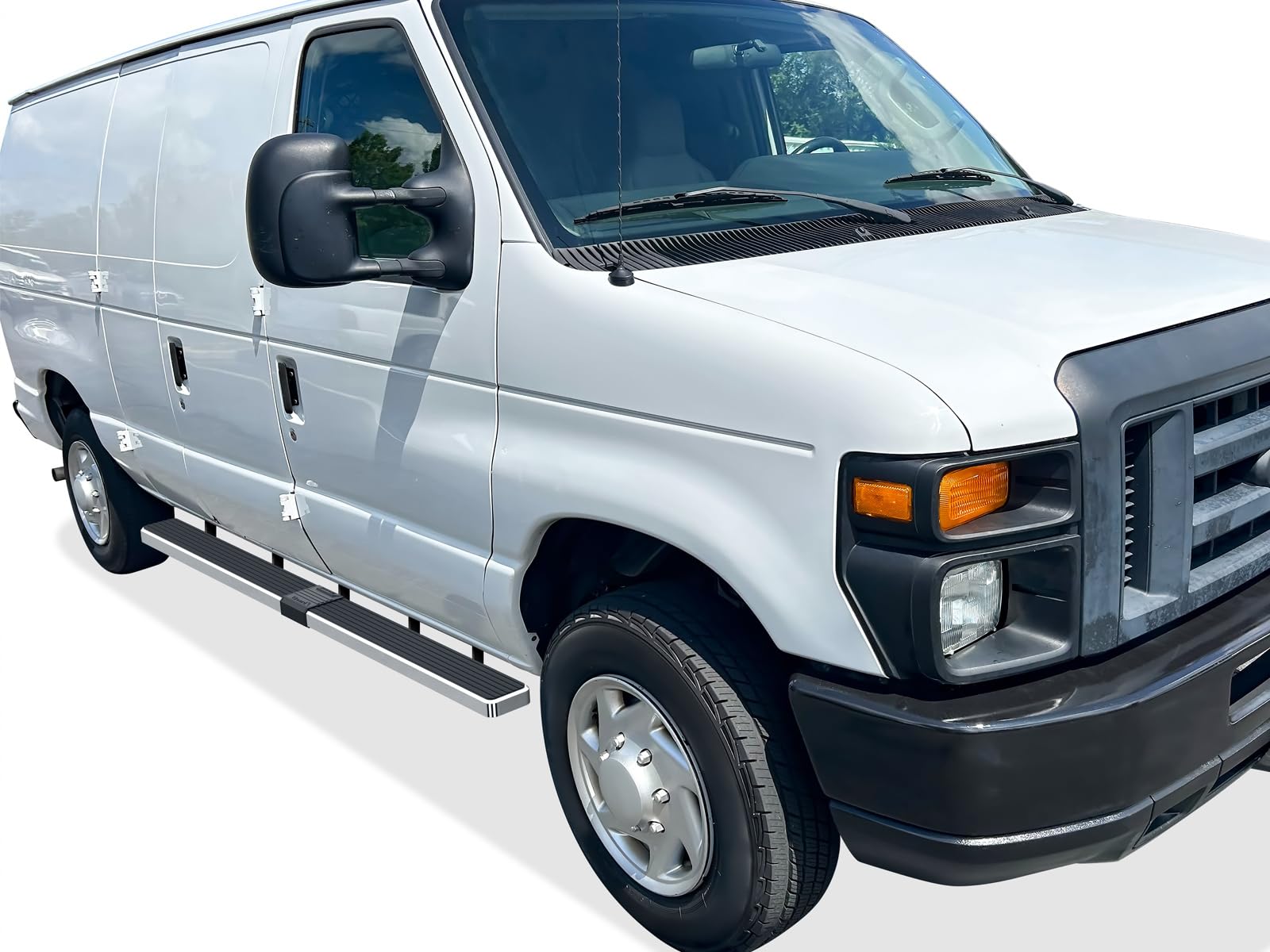 APS Running Boards (Nerf Bars Side Steps Step Bars) Compatible with Ford Econoline 1999-2014 Full Size Van 3-Door (Silver 5in 30