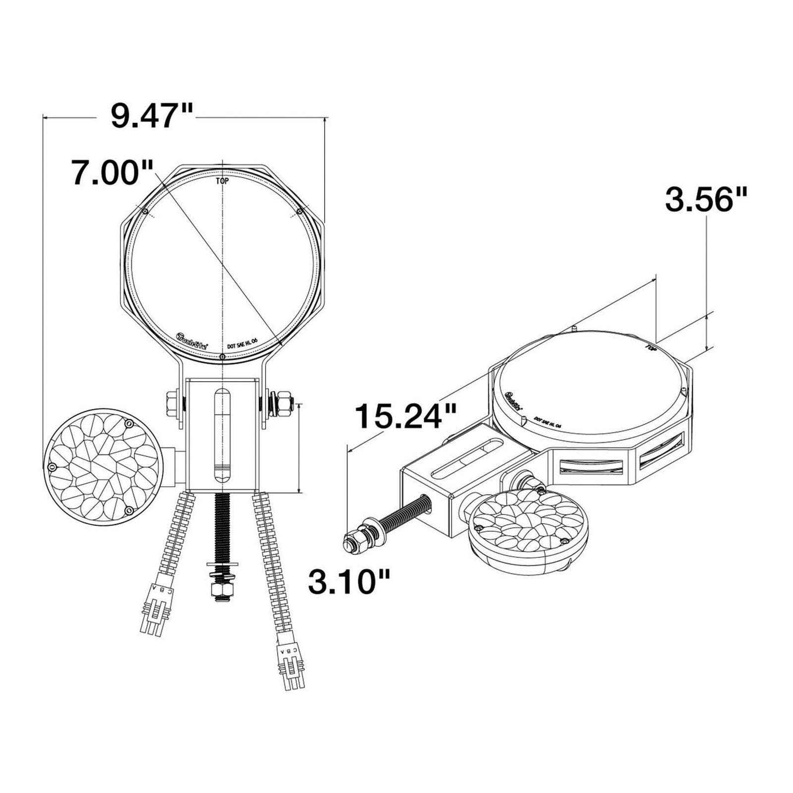 Truck-Lite 80990 Super-60 Sealed Oval Stop Lamp, 12.8 V, Red