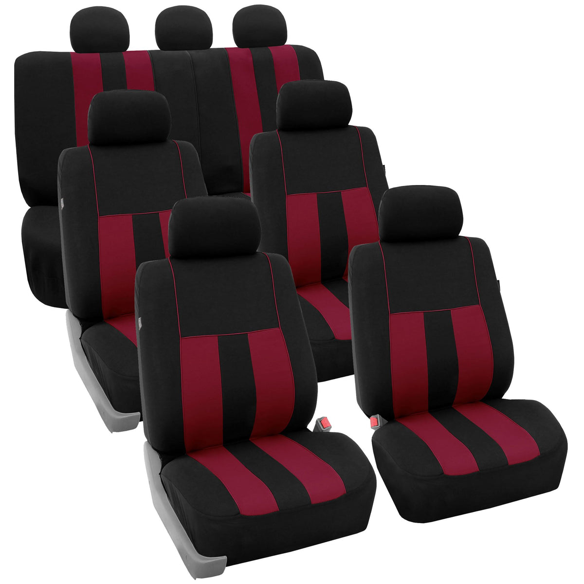 FH Group Three Row Set Striking Striped 7 Seater Car Seat Covers Airbag & Split Bench Compatible  Universal Fit for Cars Trucks 