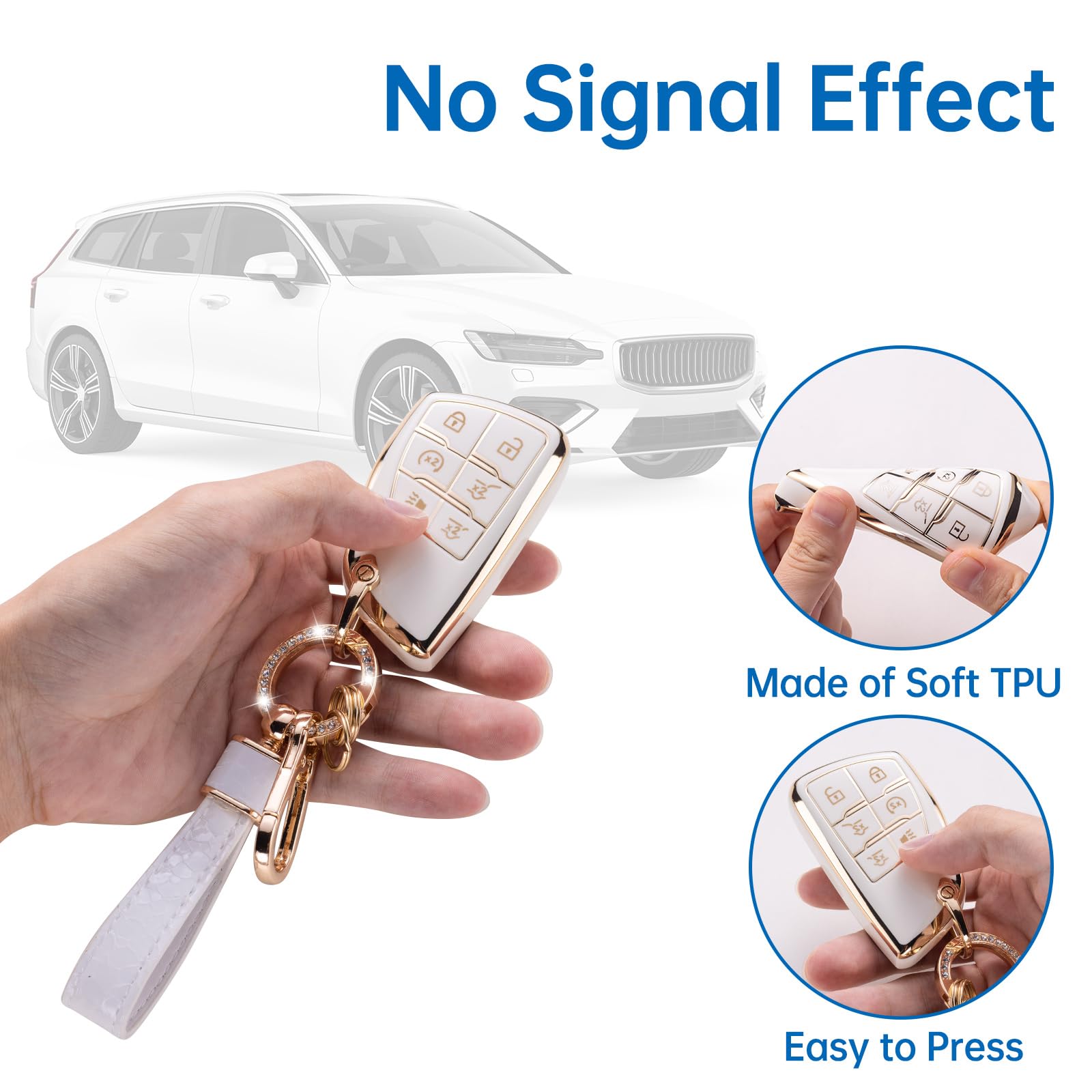 Cacarlike For Buick Key Fob Cover With Buick Keychain, Car Key Fob Case Compatible With Buick 2021 2022 Chevrolet Suburban Tahoe