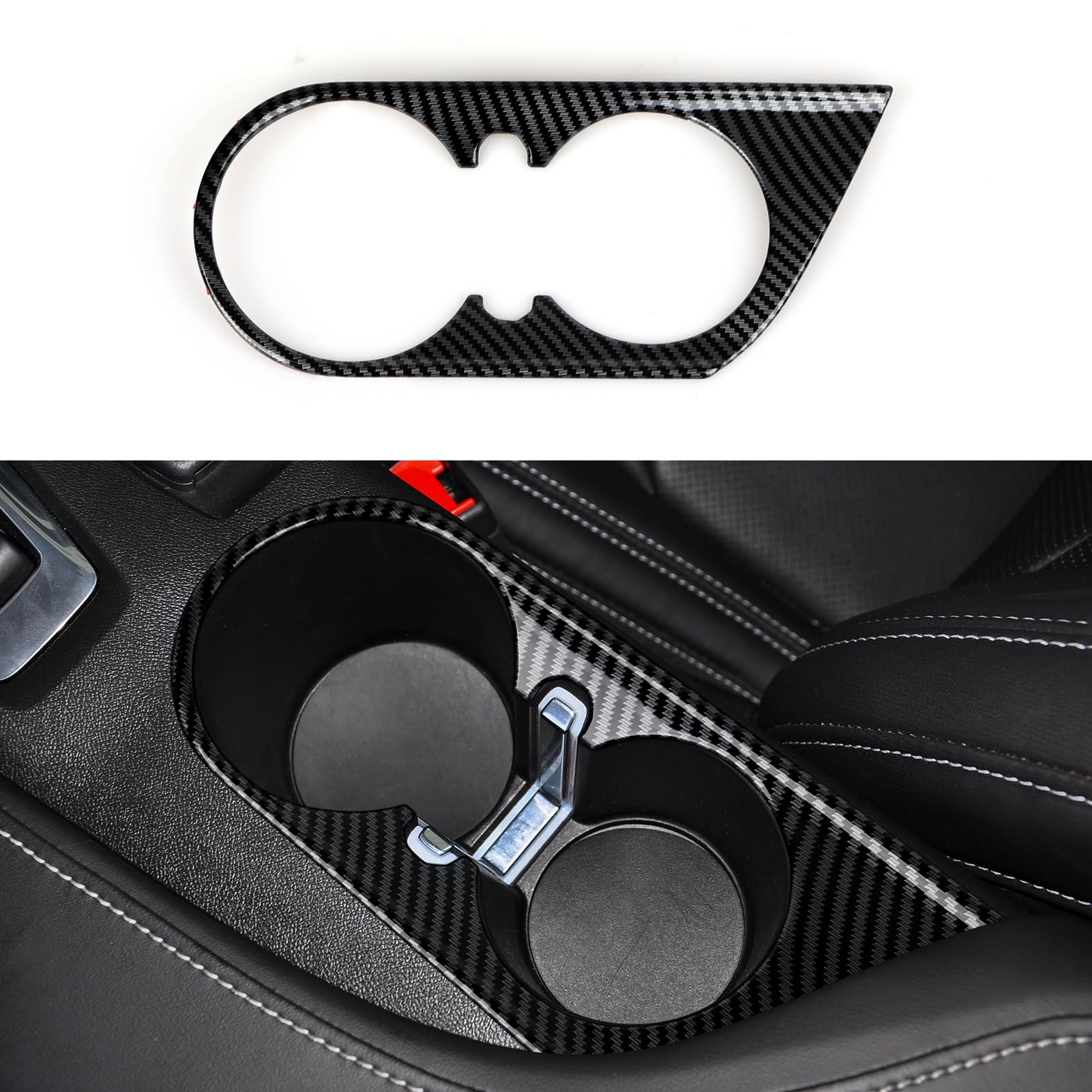 Car Cup Holder Panel Sticker ABS Carbon Fiber Decal Interior Trim Cover for Chevrolet Camaro 2016 2017 2018 2019 2020 2021 2022 