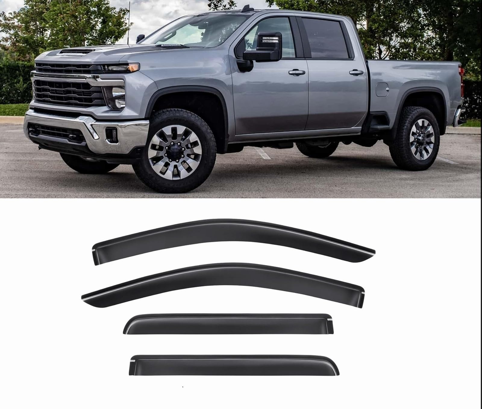 Zzdsnj Tape-On Window Visors 4-Piece For Chevy Colorado/Gmc Canyon 2023 2024 2026 Sun Rain Guards Shield Shade Smoke