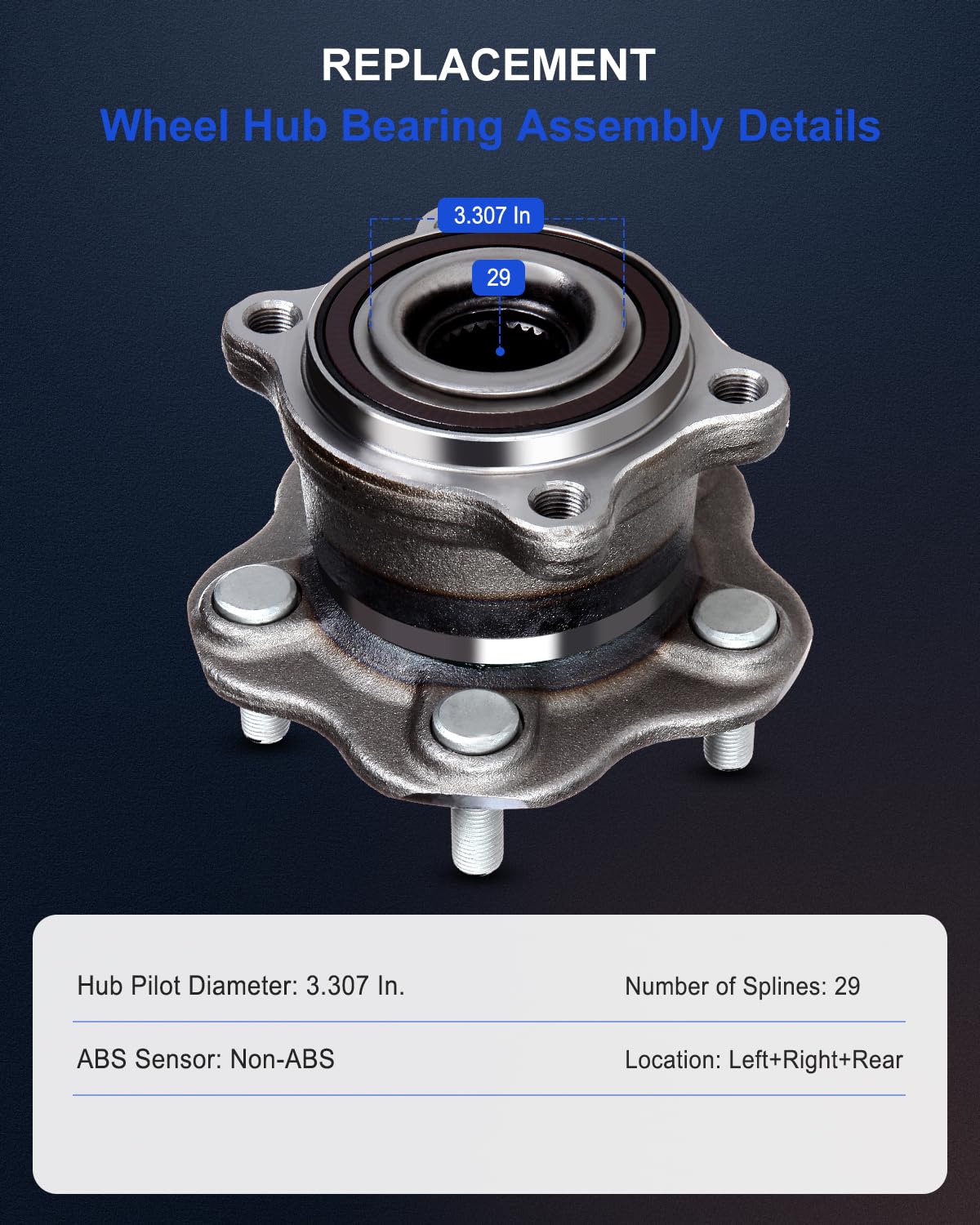 ECCPP Rear Wheel Hub Bearing Assembly 5 Lugs w/ABS For 2003 2004 2005 2006 2007 For Nissan Murano Compatible with 512363