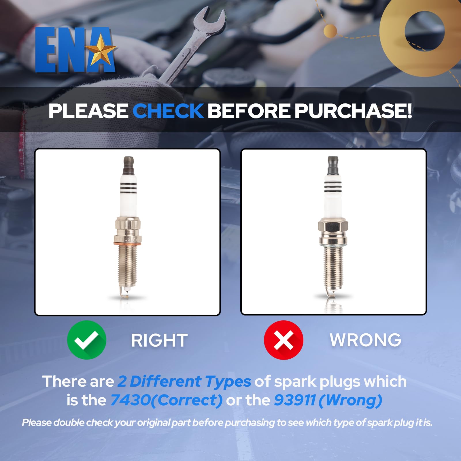 ENA Double Iridium Spark Plugs 6 Pack Compatible with Mercedes-Benz C300 E350 ML350 GLE350 GLK350 R350 SLK350 2012 2013 2014 201