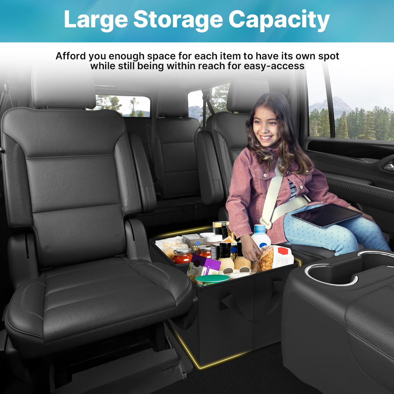 Mixsuper Liner Car Seat Organizer for Ford Explorer 2020-2025, Black Cardboard Backseat Storage Bin for Kids & Dogs