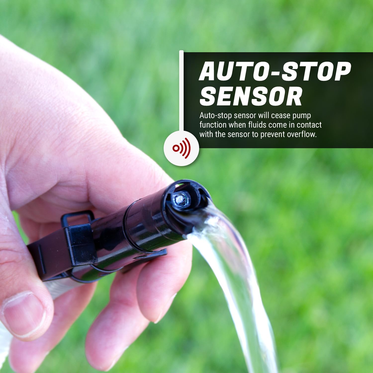 TERA PUMP Battery Powered Chemical Resistant Fuel Transfer Pump (2.3 GPM) for Methanol, Ethanol, DEF, Window Washer Fluid with Auto Stop Sensor, 4.25ft Outtake Hose