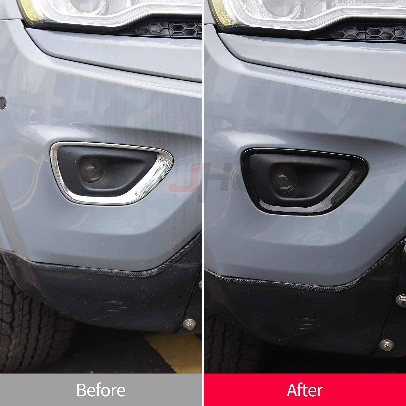 Jho Car Front Fog Lights Cover Trim Fog Lamp Frame Replace For Jeep Grand Cherokee 2014-2016 2015 Limited Accessories(Black)