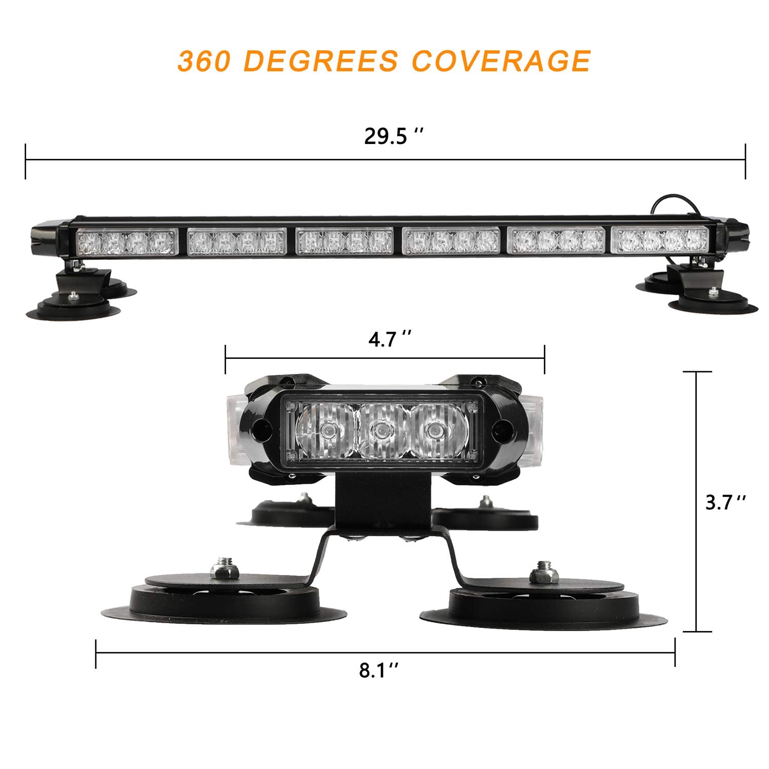 Aspl 29.5 '' 54 Led Strobe Light Bar Double Side Flashing High Intensity Emergency Warning Flash Strobe Light With Magnetic Base
