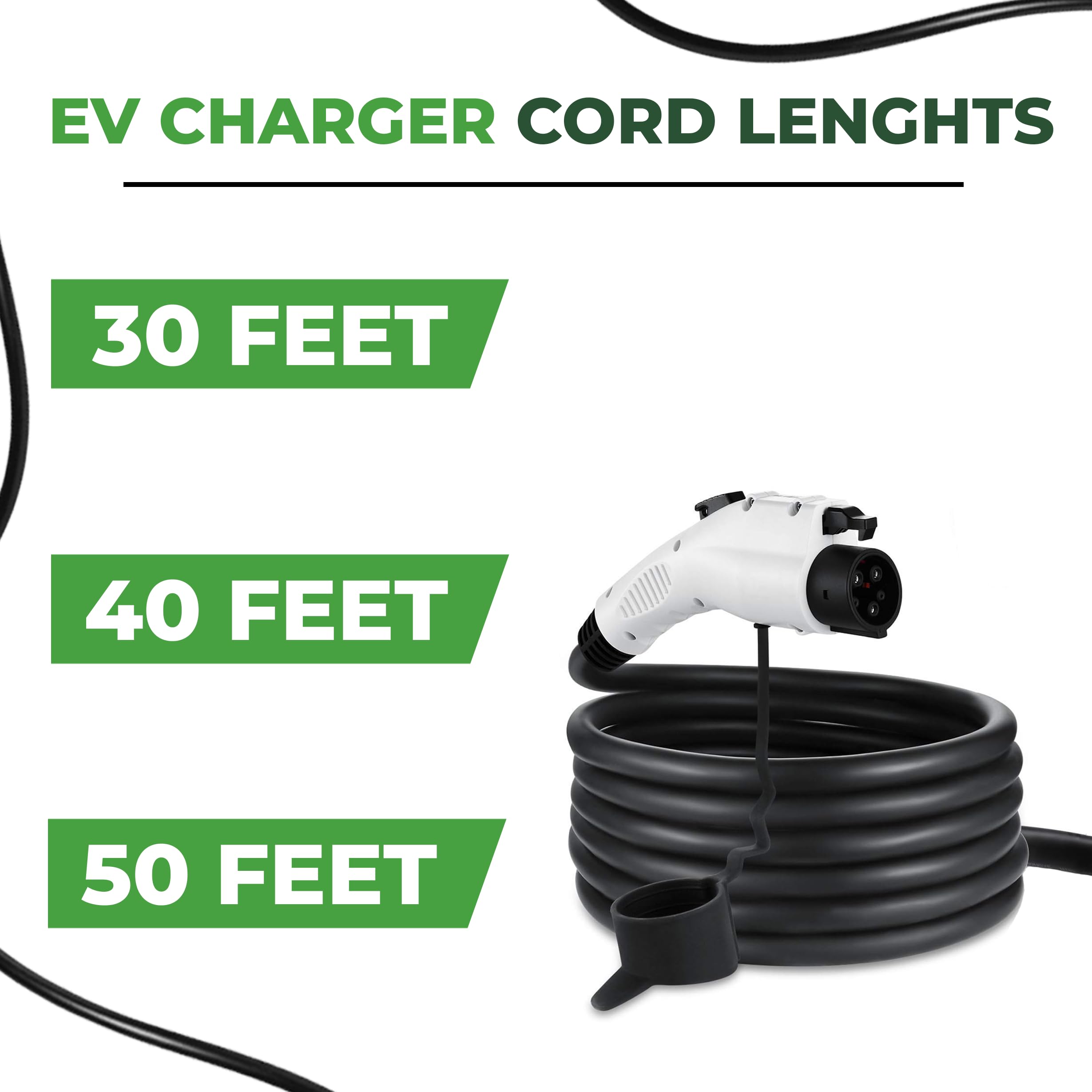 PRIMECOMTECH Level 2 Electric Vehicle (EV) Charger Amperage Adjustable (10Amp - 16Amp - 20Amp - 24Amp - 32Amp) 30Ft Cable EVSE P